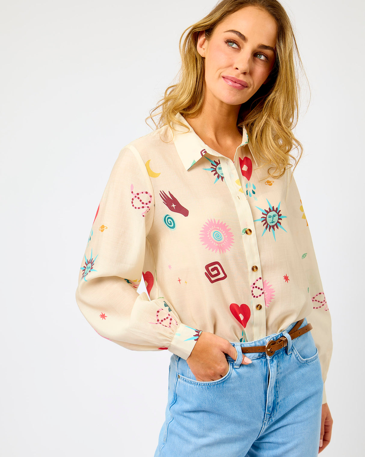 Cream Morocco Charms Print Marley Shirt