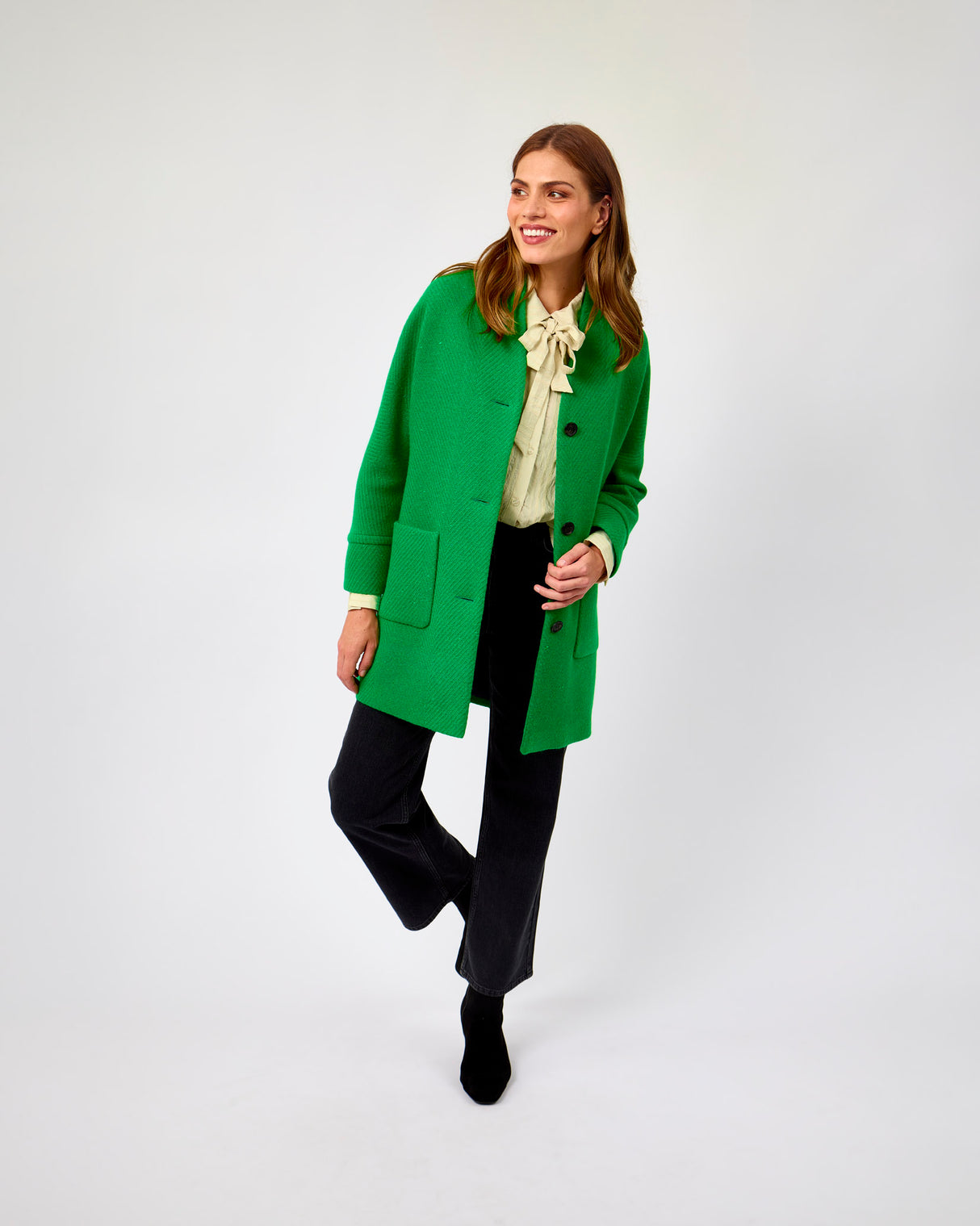 Oak Emerald on Emerald Donegal Wool Coat