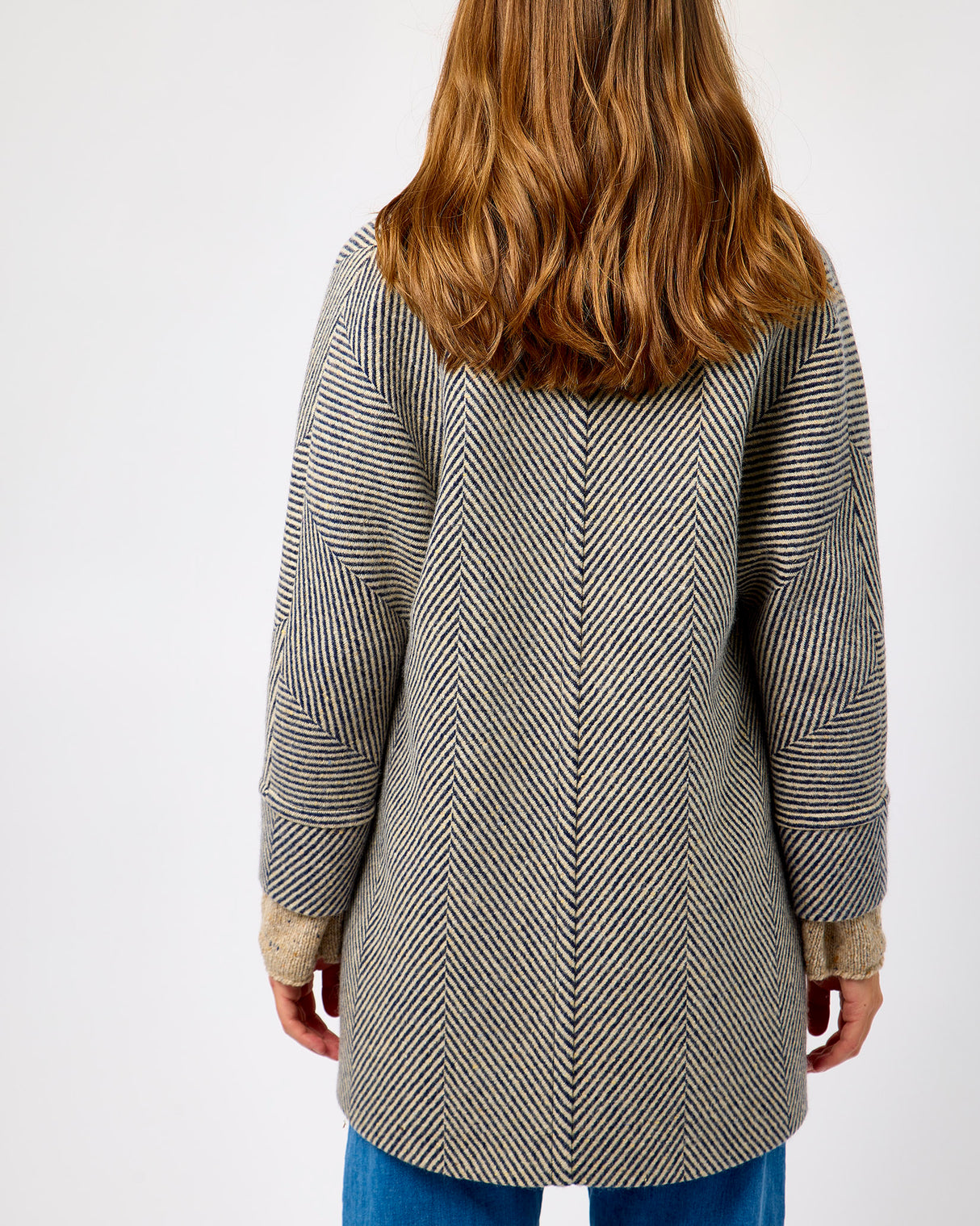 Oak Navy & Cream Donegal Wool Coat