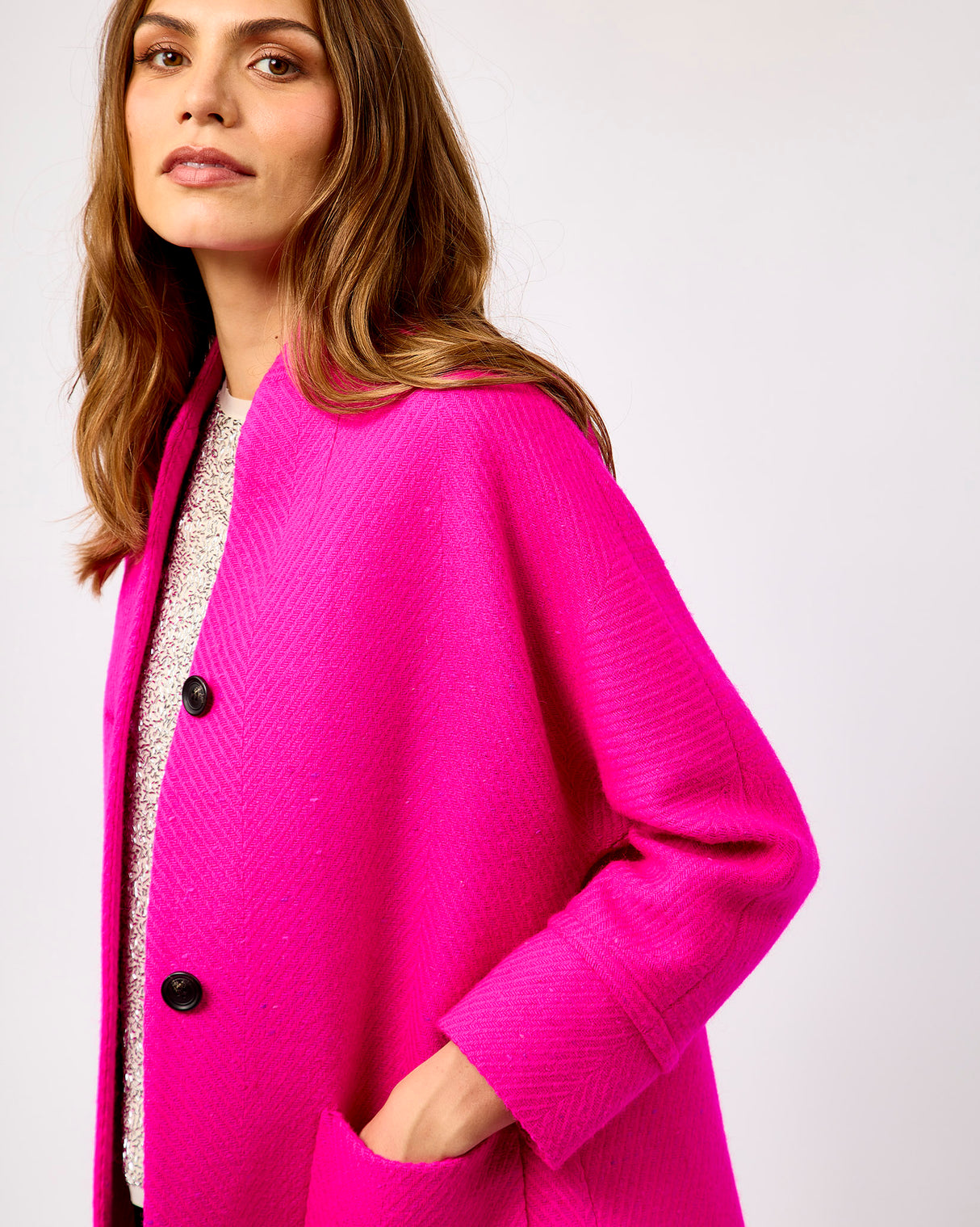Oak Neon Pink on Pink Donegal Wool Coat
