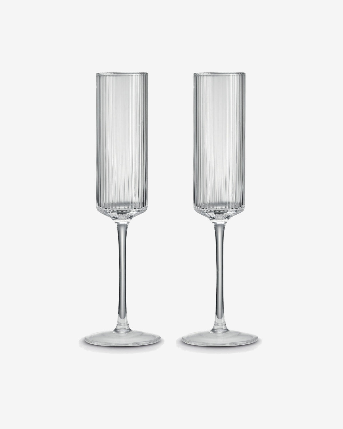 Clear Plissé Glass Champagne Flutes - Set of 2