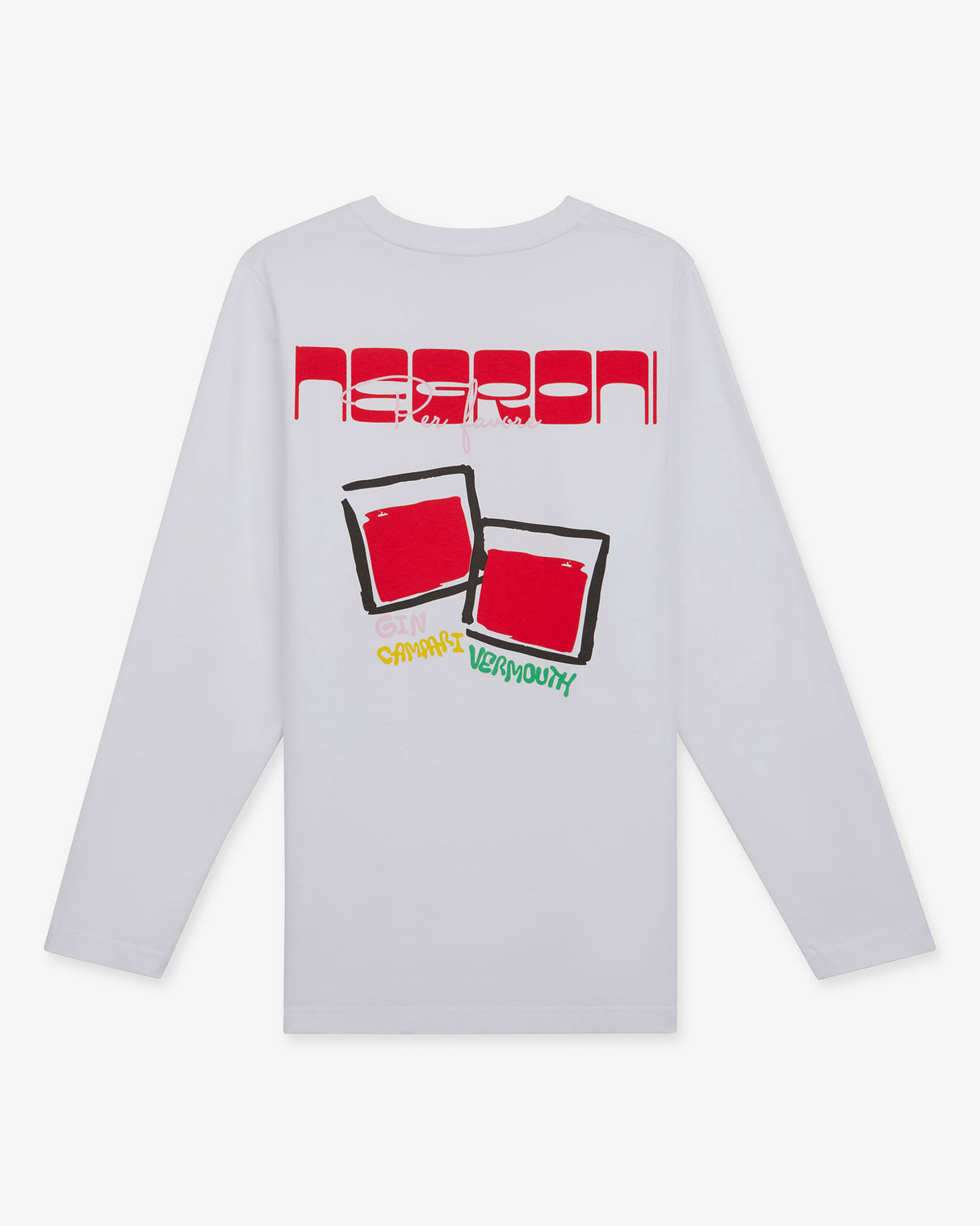 White 'Negroni Cin' Long Sleeve Graphic T-Shirt