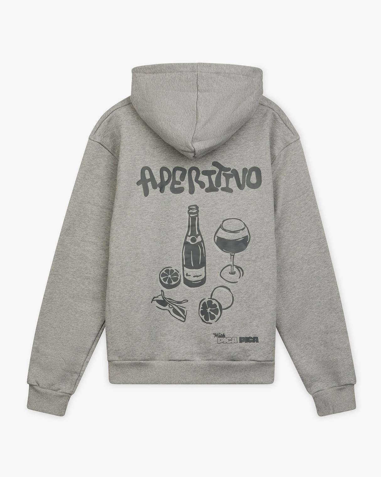 Grey Melange 'Aperitivo' Graphic Hoodie
