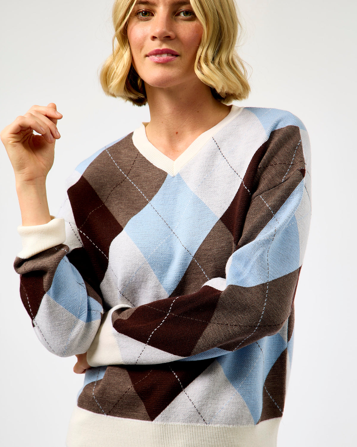 Multicolour Thea Argyle Merino Knit Jumper