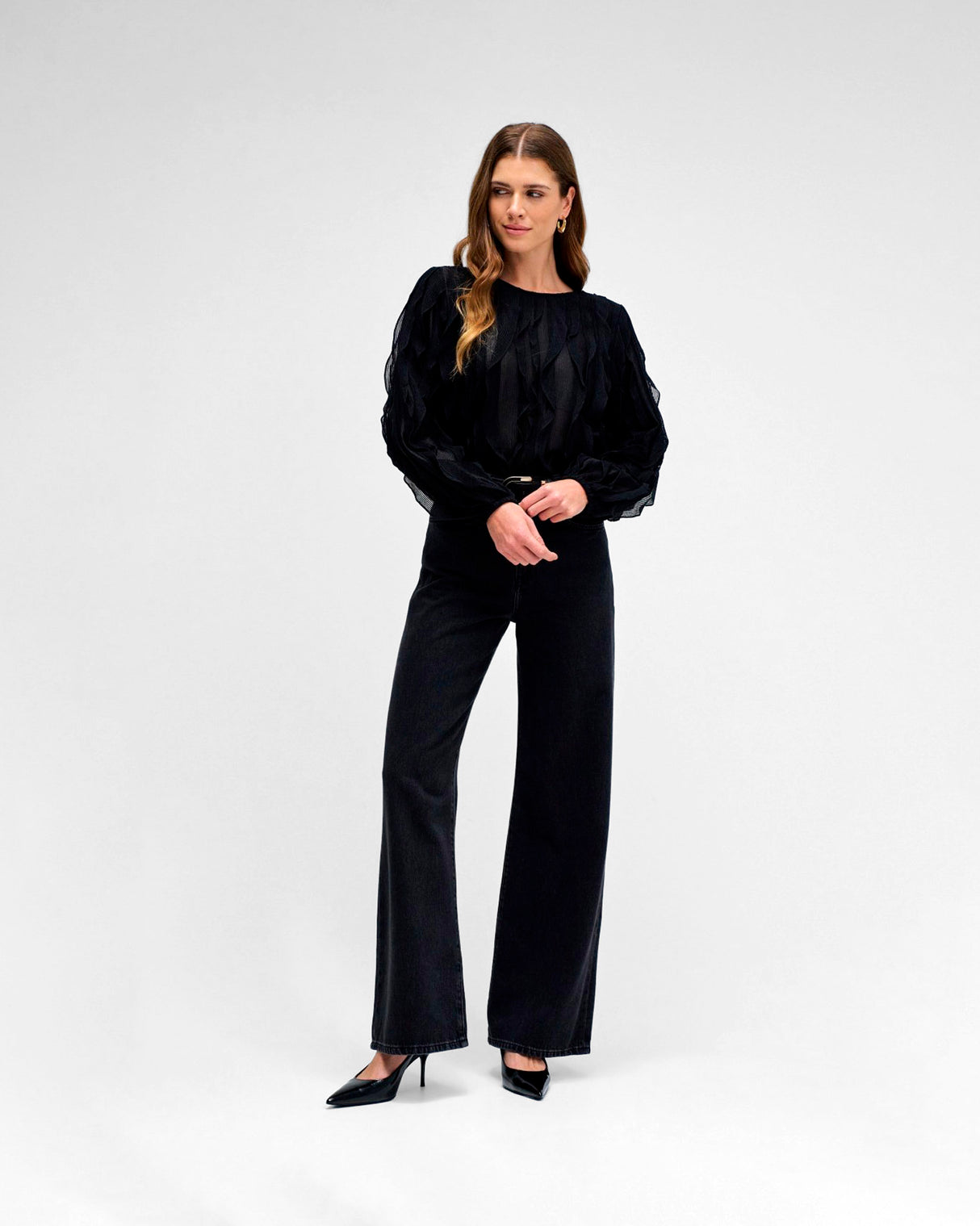 Black Wash Wide Leg Jeans