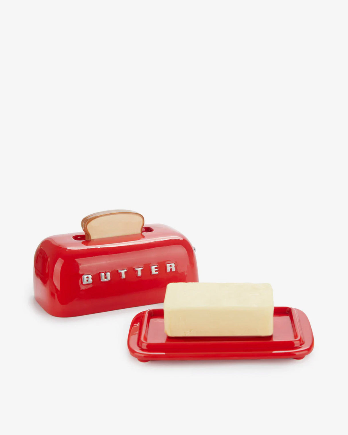 Toasty Red Ceramic Lidded Butter Tray