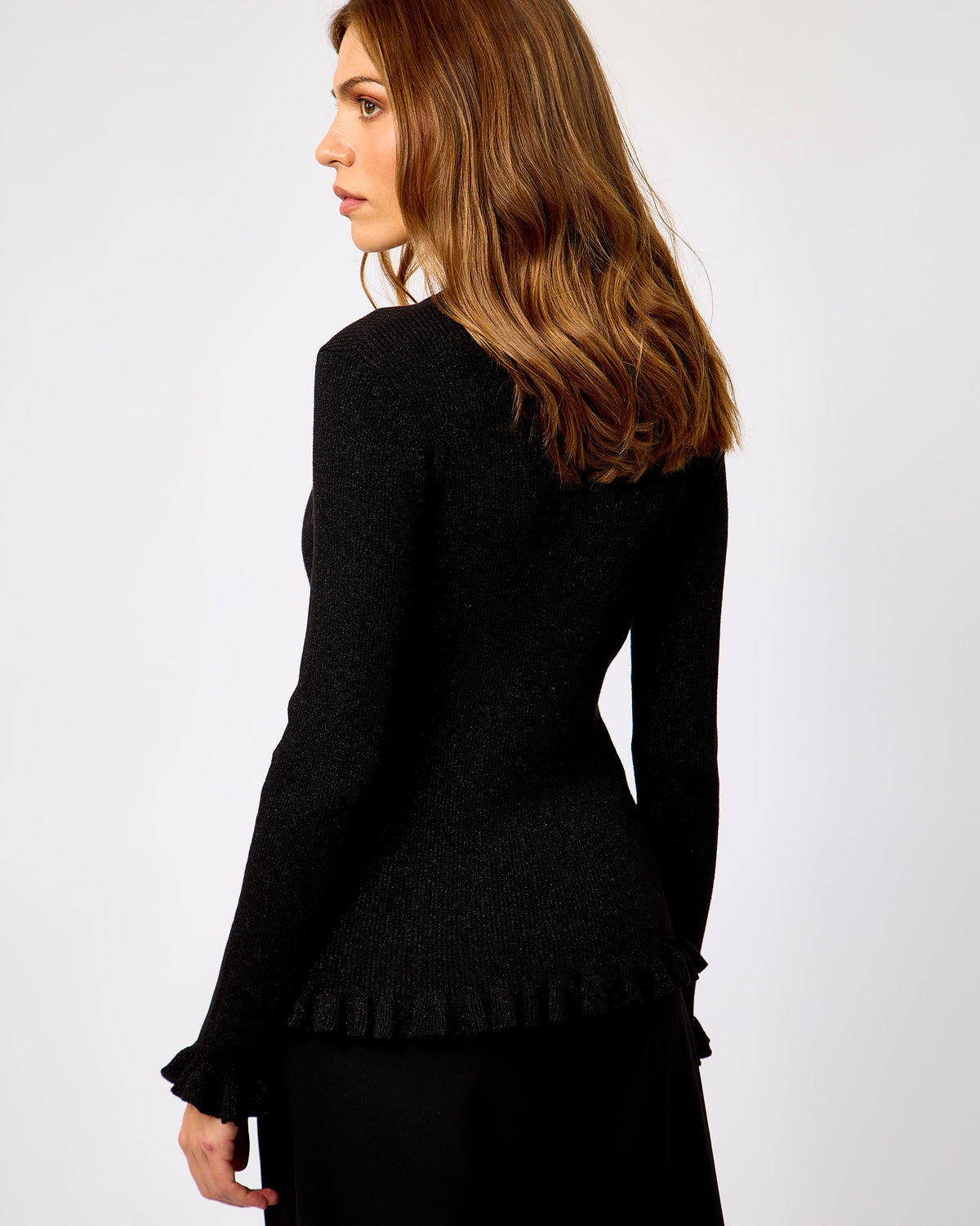 Black Lurex Dwala Frill Cardigan