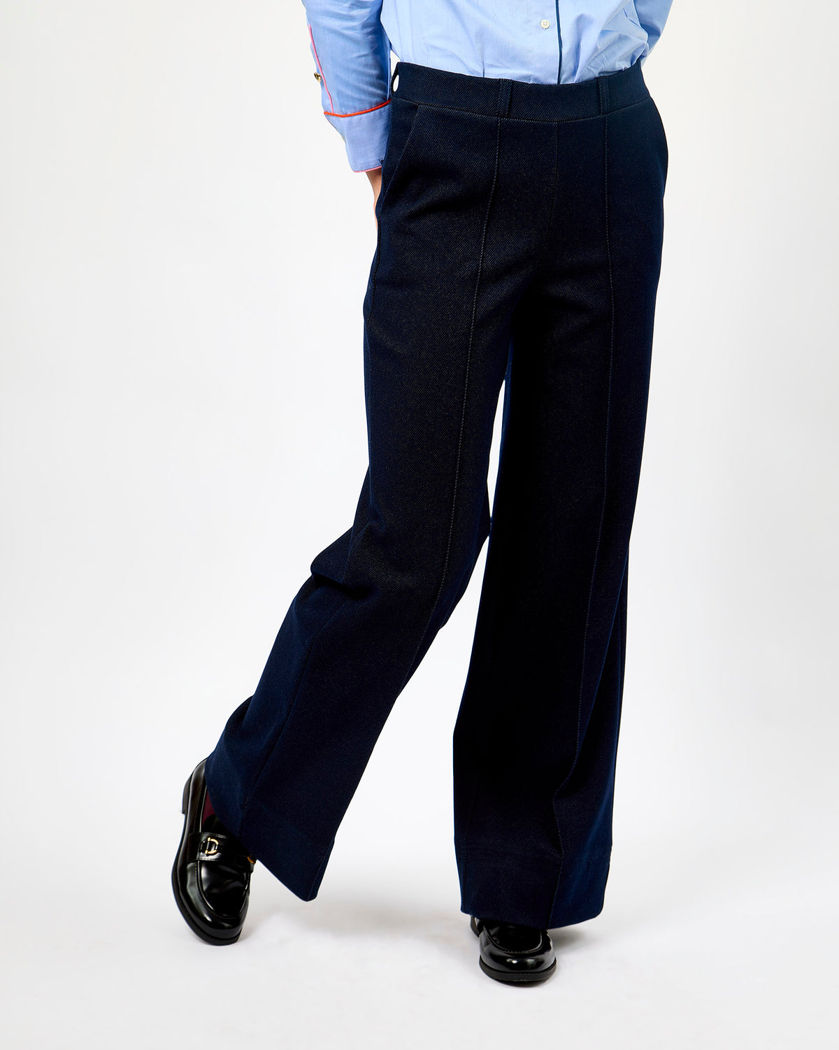 Navy Belinda Wide Leg Trousers
