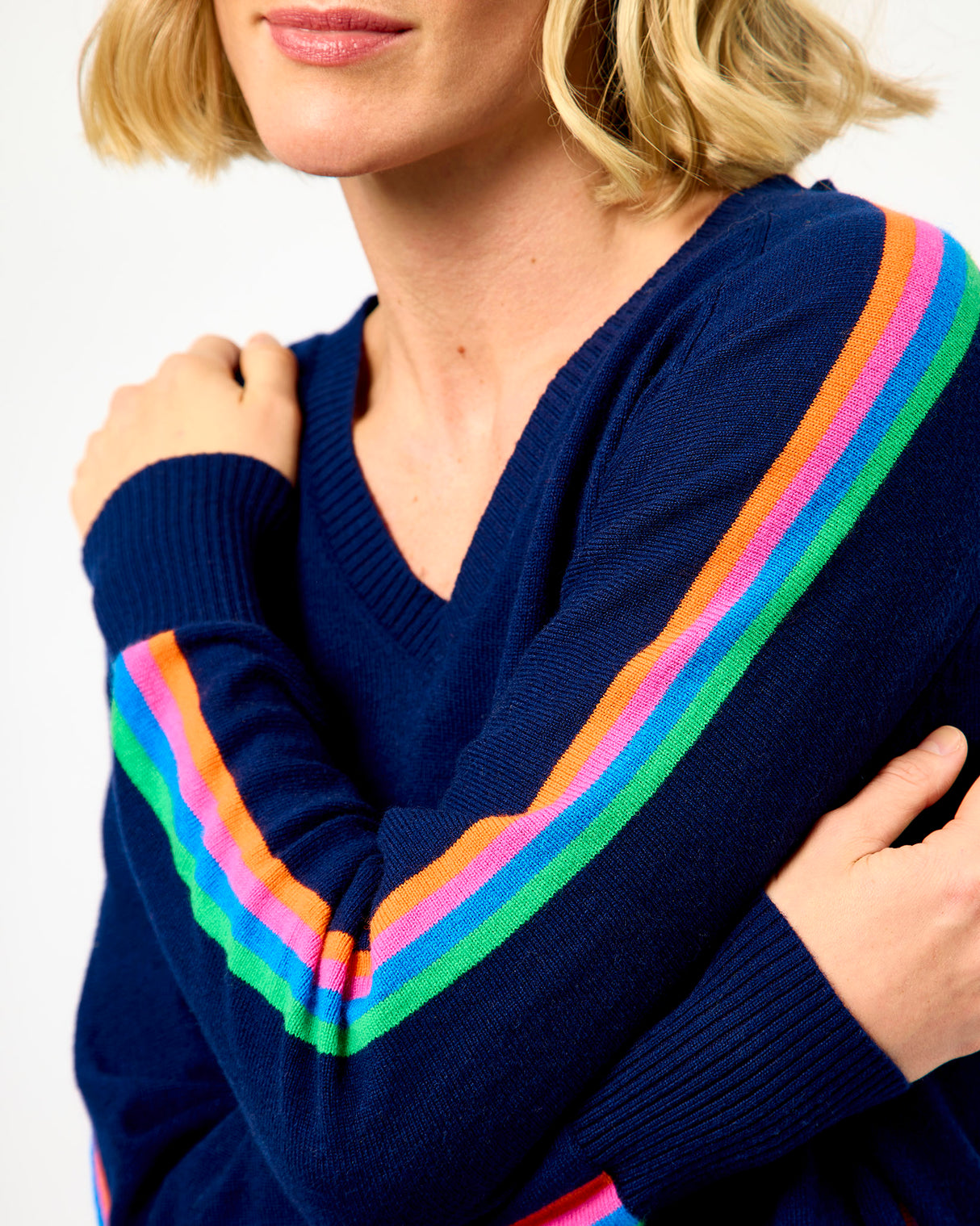 Navy Cuella V-Neck Jumper