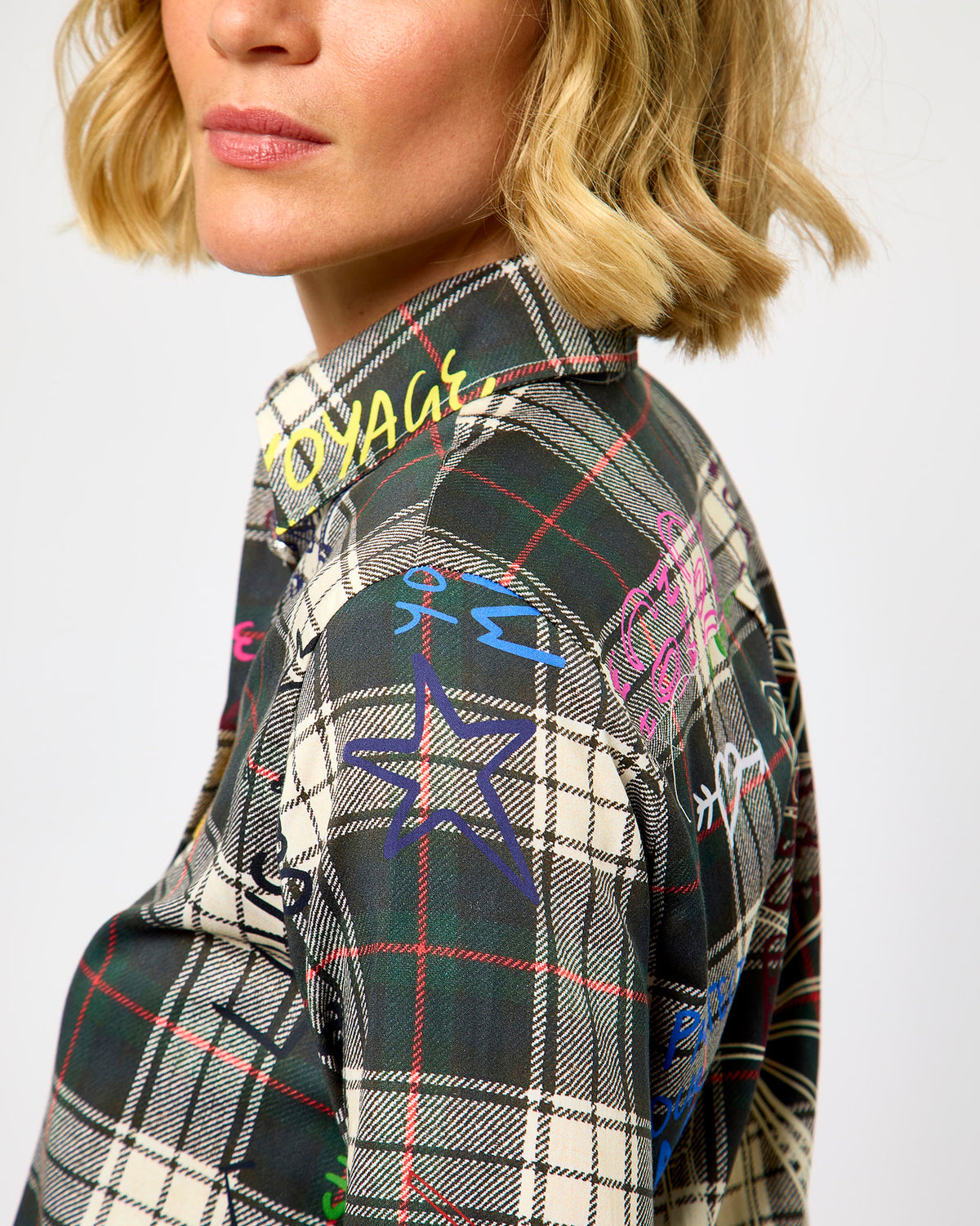 Tartan Green Grafitti Volantes Shirt