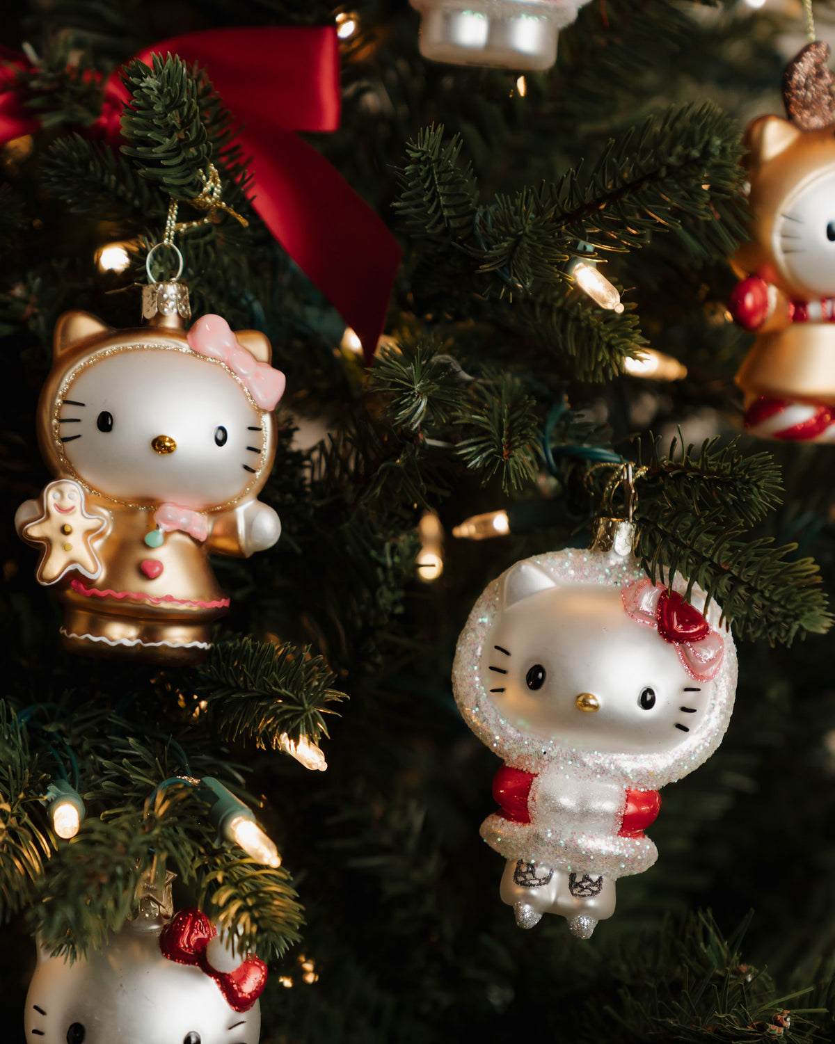 Hello Kitty Ice Skating Glass Tree Ornament