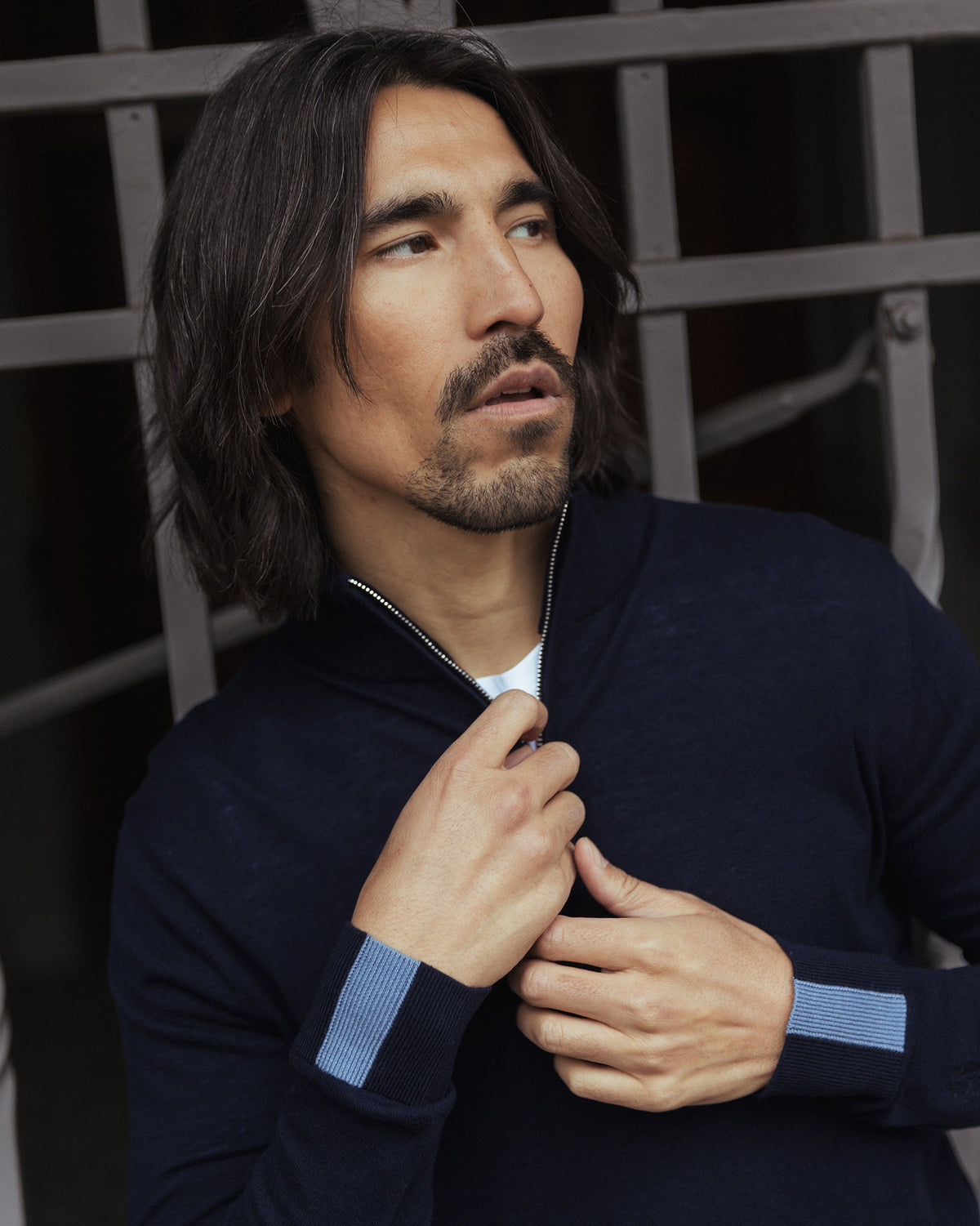 Navy Adam Knit Zip Turtle Neck Jumper