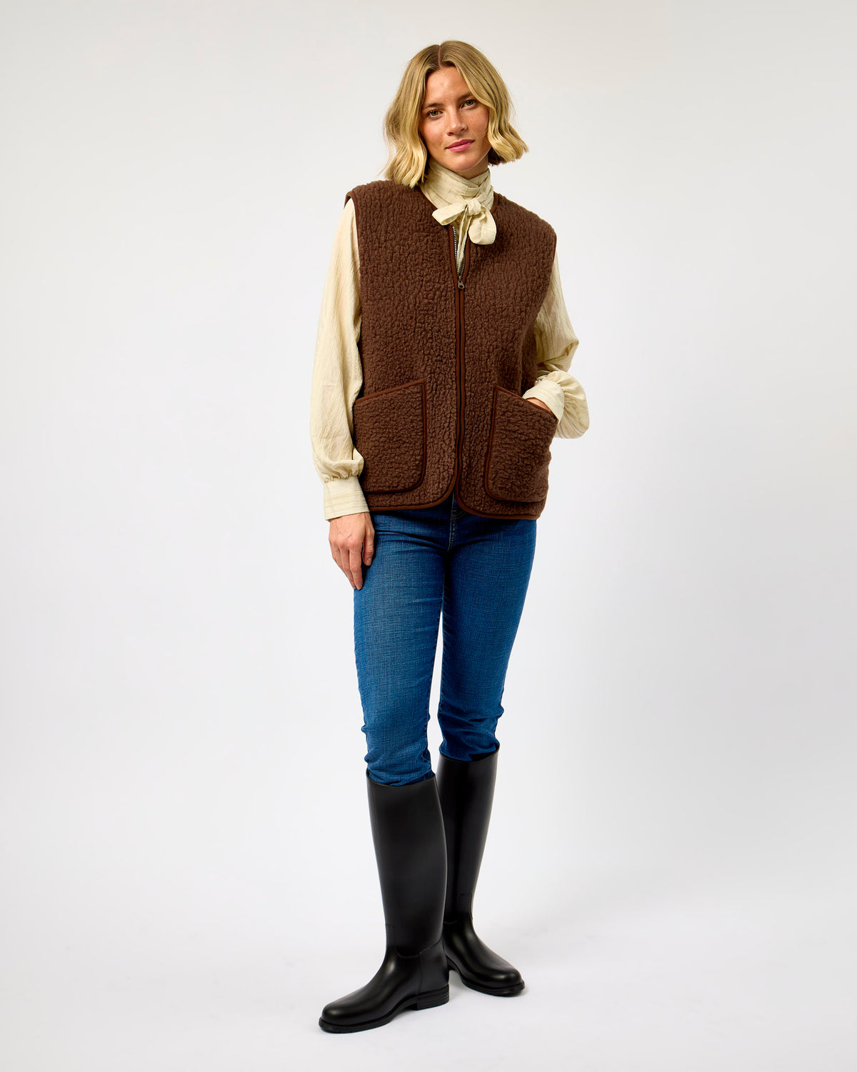 Choco Martini Textured Merino Wool Pepitko Vest
