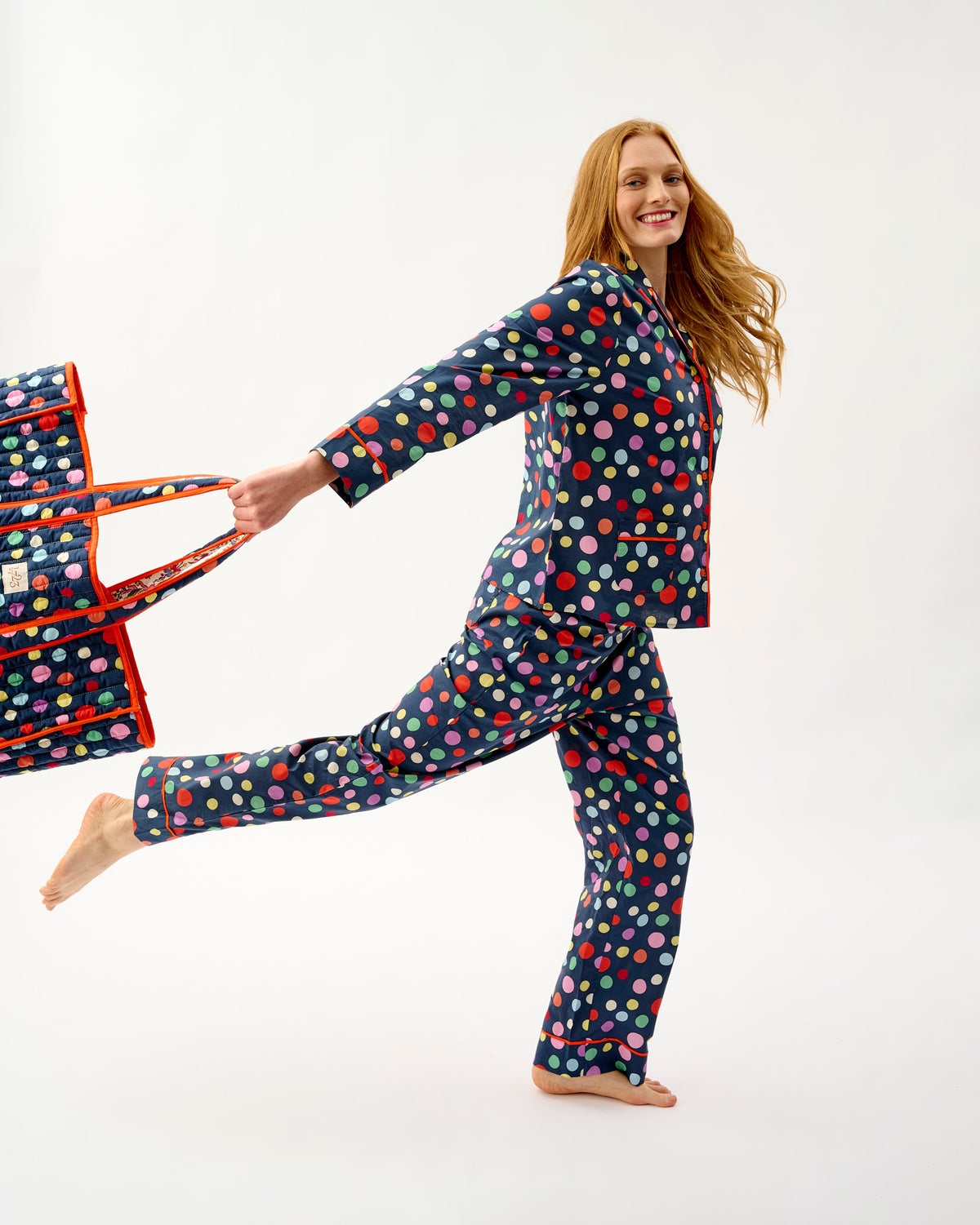 Navy Spots Cotton Pyjama Set