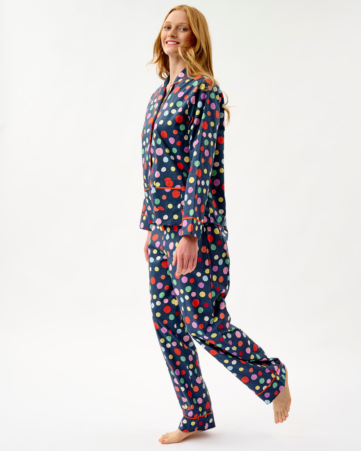 Navy Spots Cotton Pyjama Set