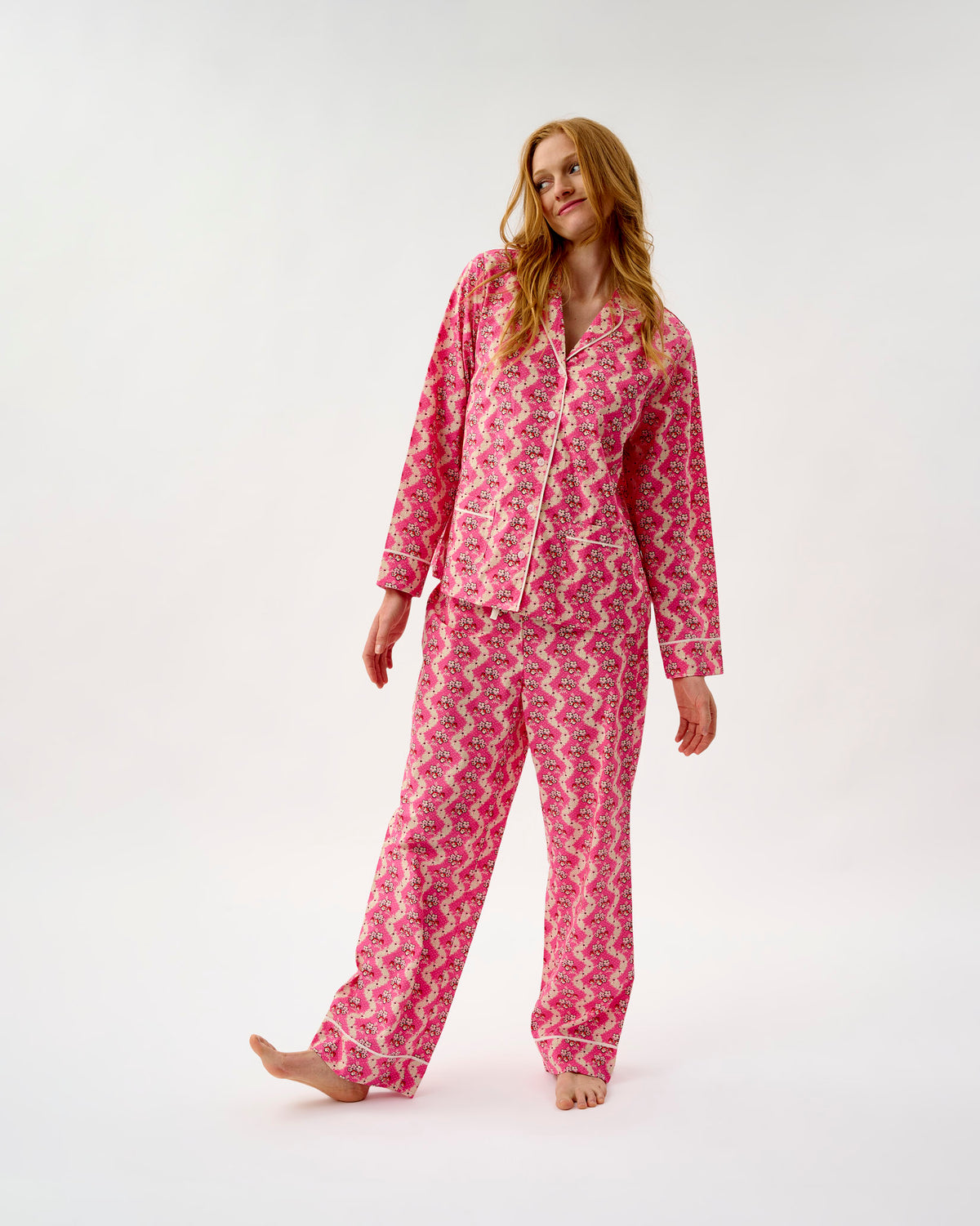 Pink Wave Cotton Pyjama Set
