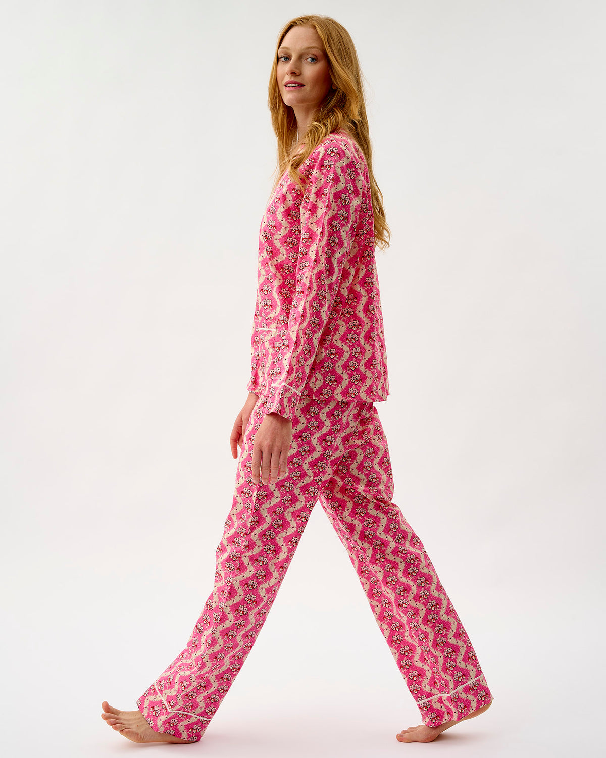 Pink Wave Cotton Pyjama Set