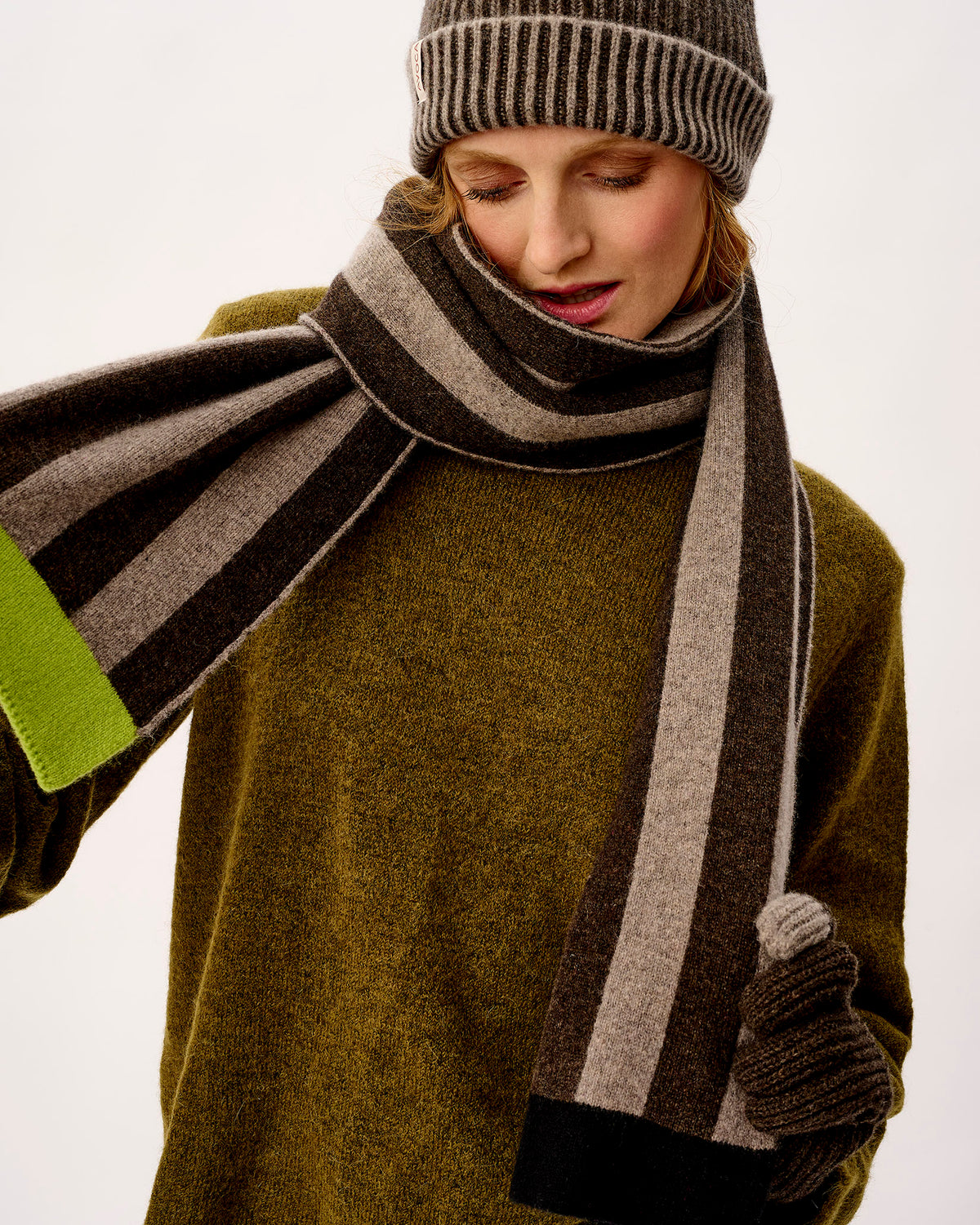 Cocoa & Vole Stripe Tubular Lambswool Scarf