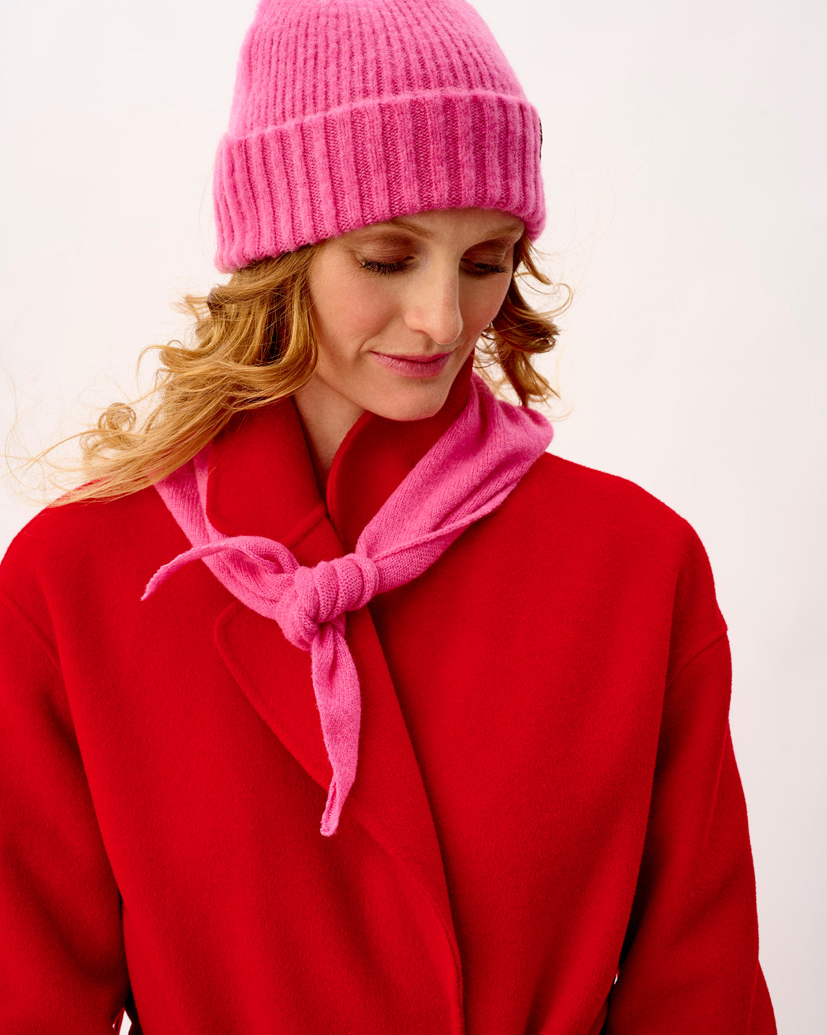 Bubblegum & Tartan Scarlet Heart Lambswool Triangle Neck Tie Scarf