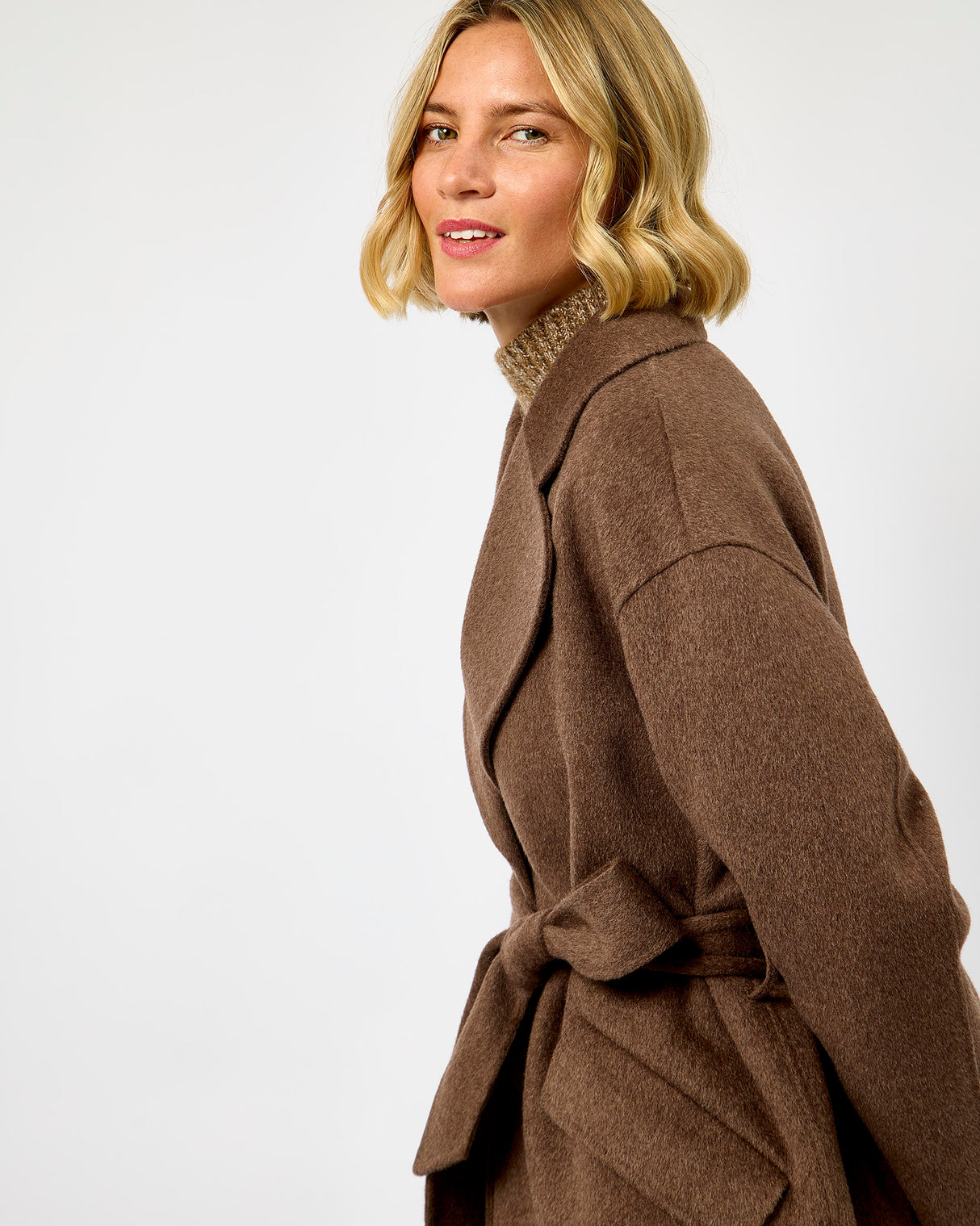 Cocoa Belted Wool Town Coat