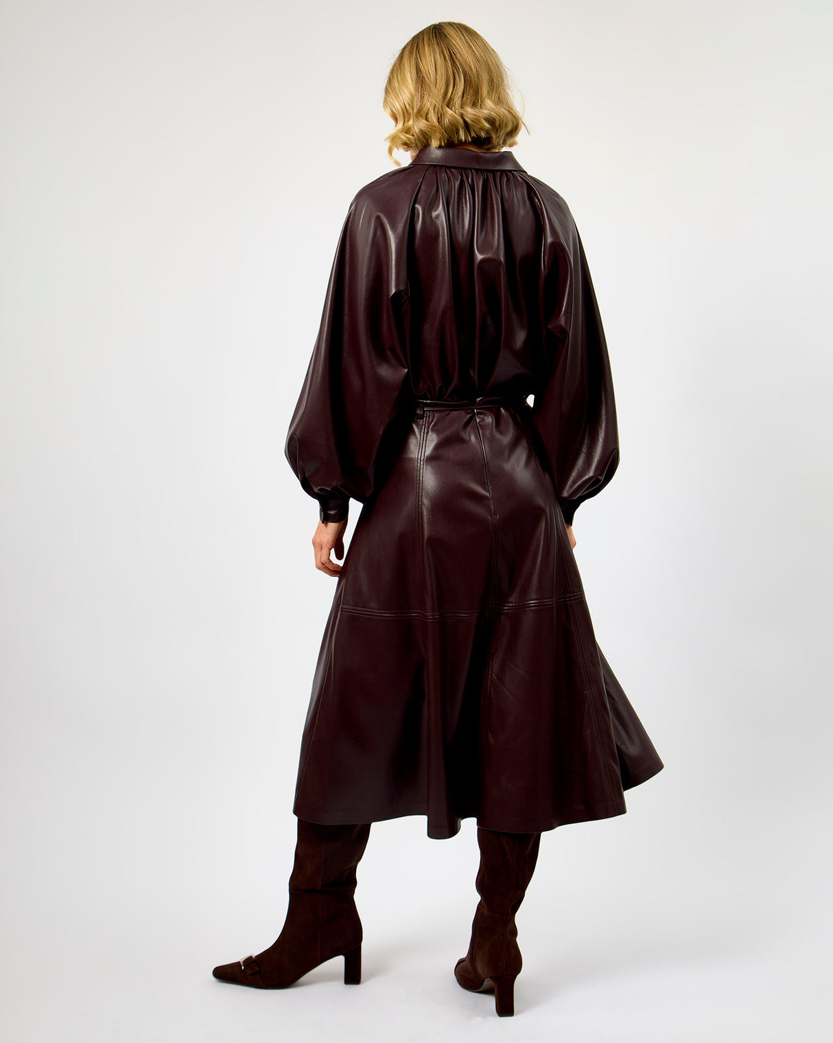 Fig Mokpo Faux Leather Midi Skirt
