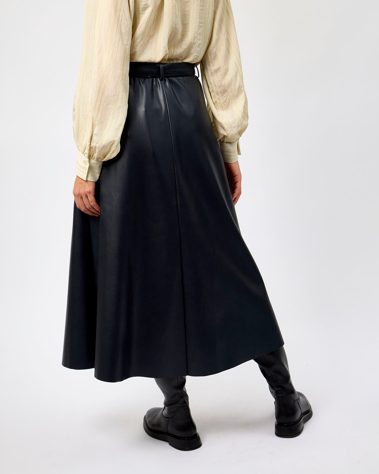 Dark Navy Chelsea Faux Leather Skirt