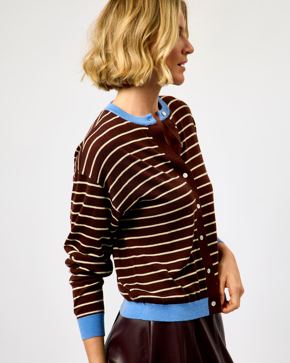 Candied Chestnut Kastro Striped Cardigan & Scarf Set