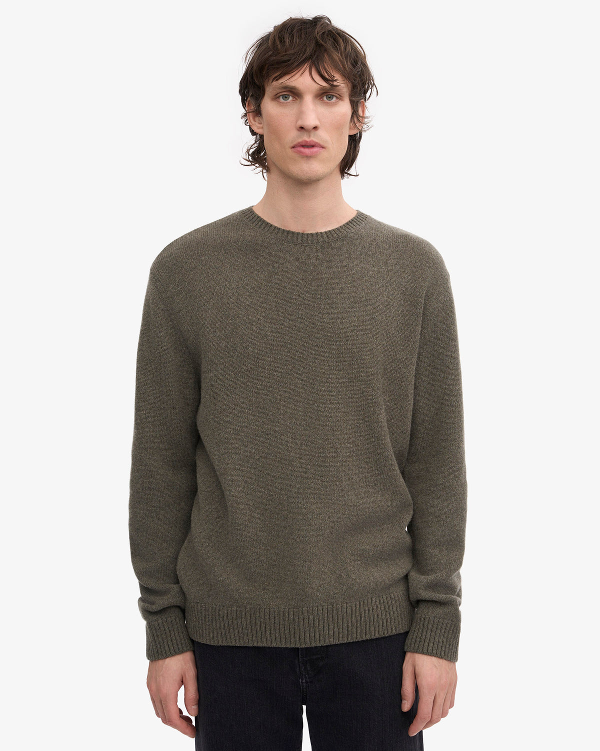 Dusty Olive Classic Merino Crew Neck Jumper