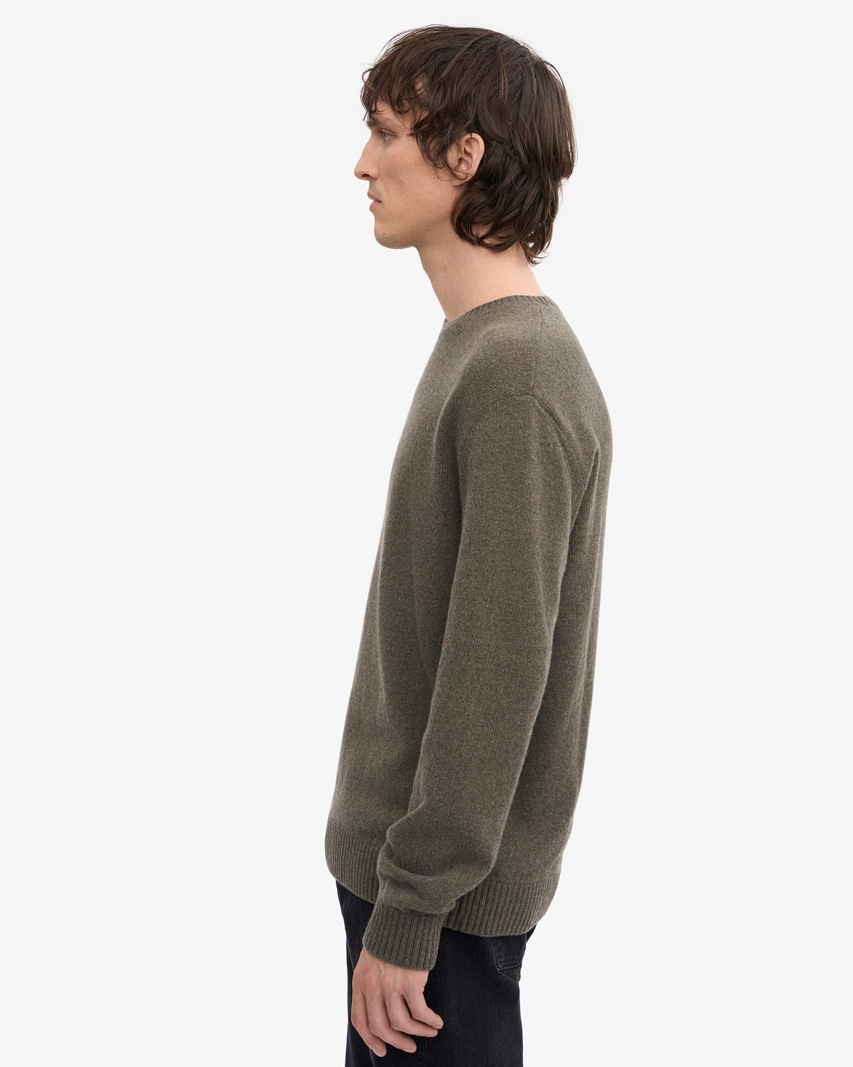 Dusty Olive Classic Merino Crew Neck Jumper