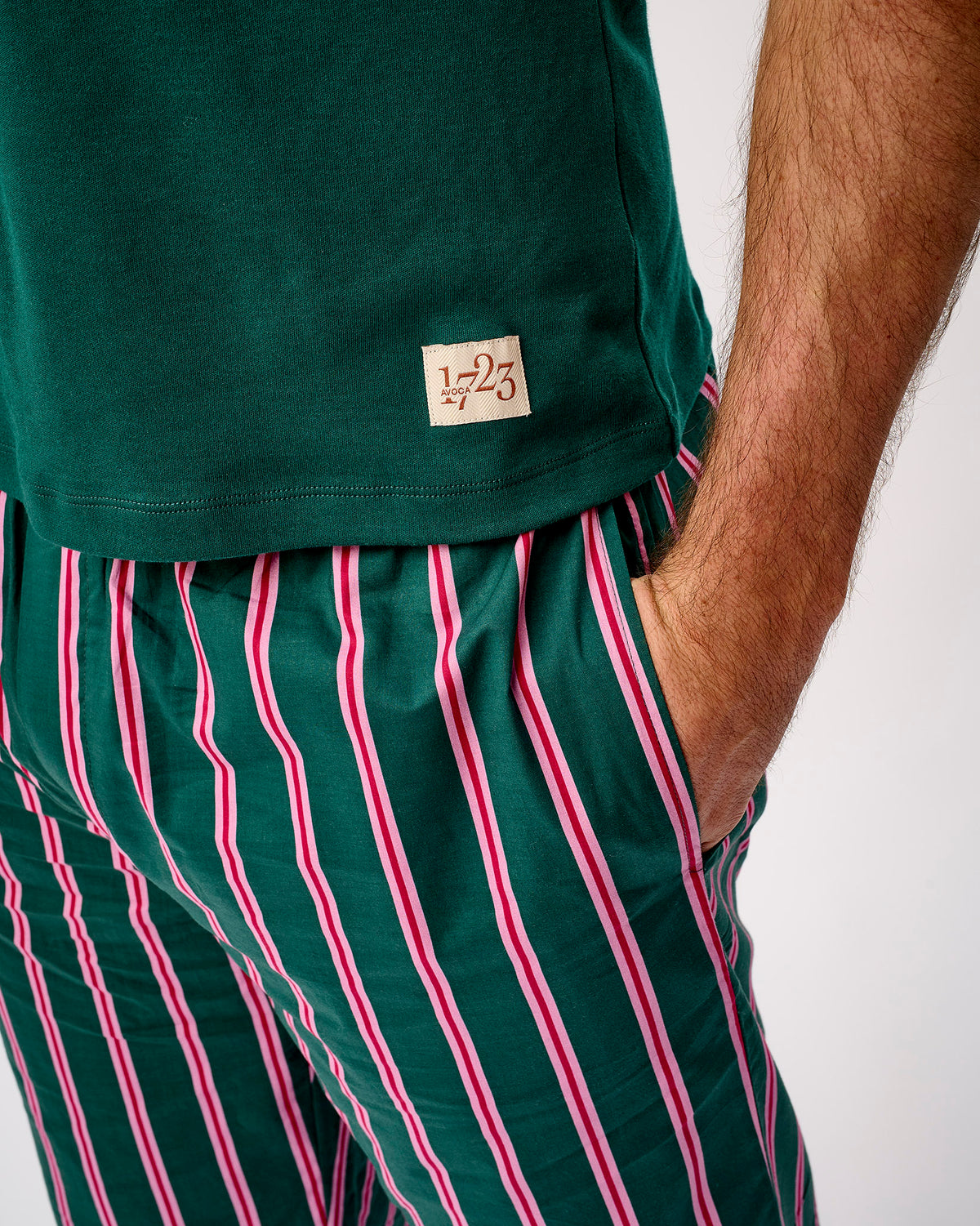 Emerald Blush Stripe Men's Cotton Bottoms