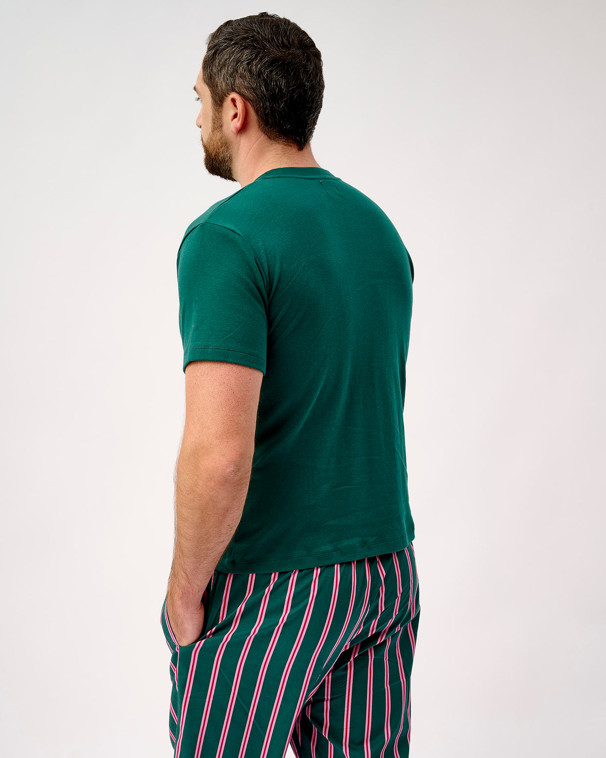 Emerald Blush Stripe Men's Green Cotton T-Shirt