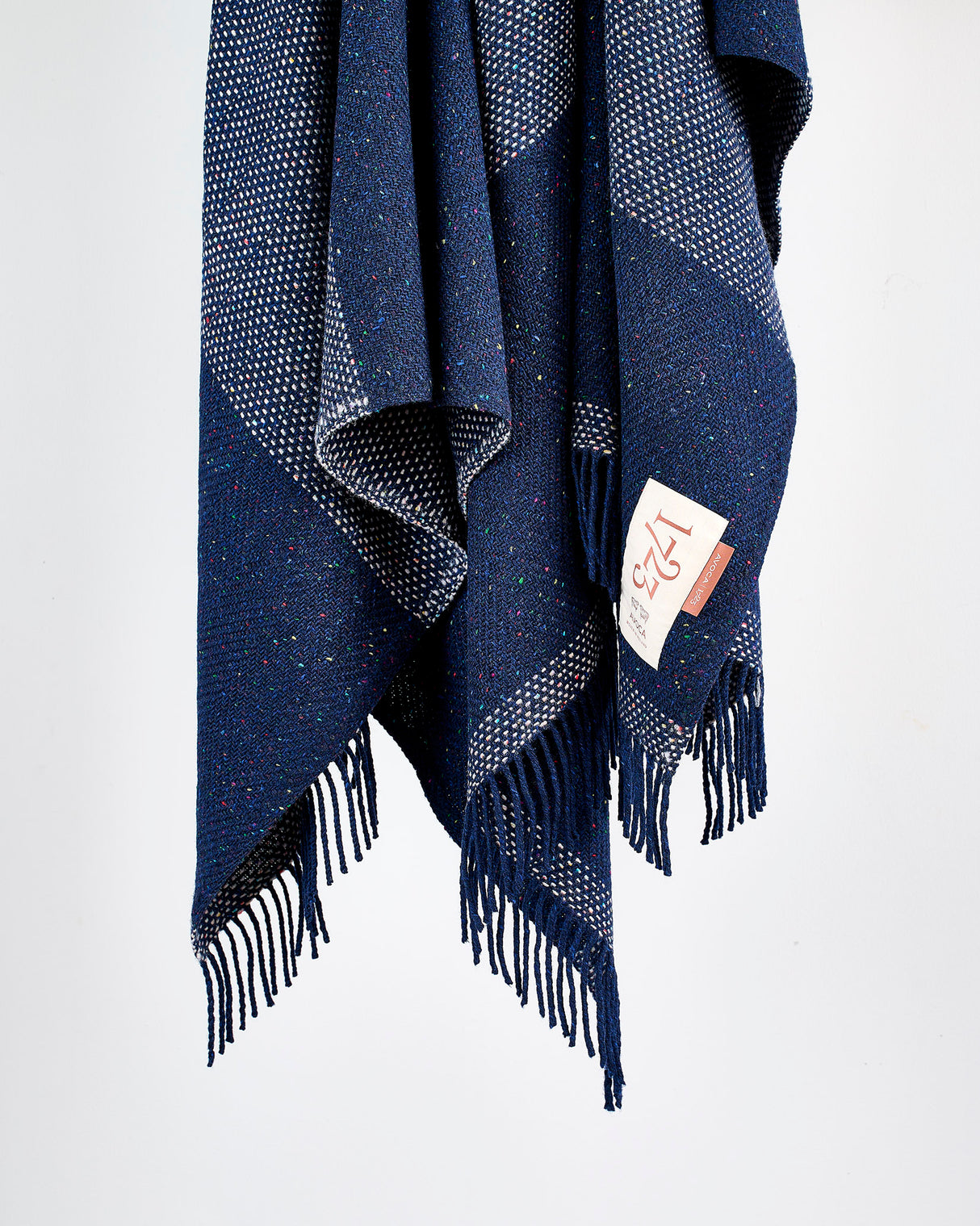 Navy & Cream Stripe Dapple Heavy Donegal Throw