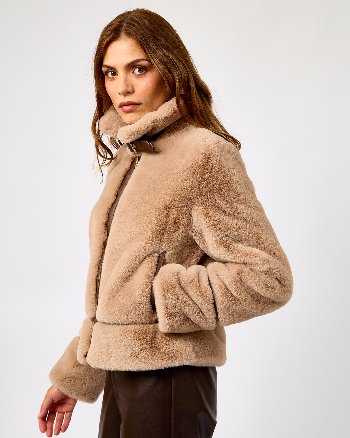 Oatmeal Lambra Short Faux Fur Jacket