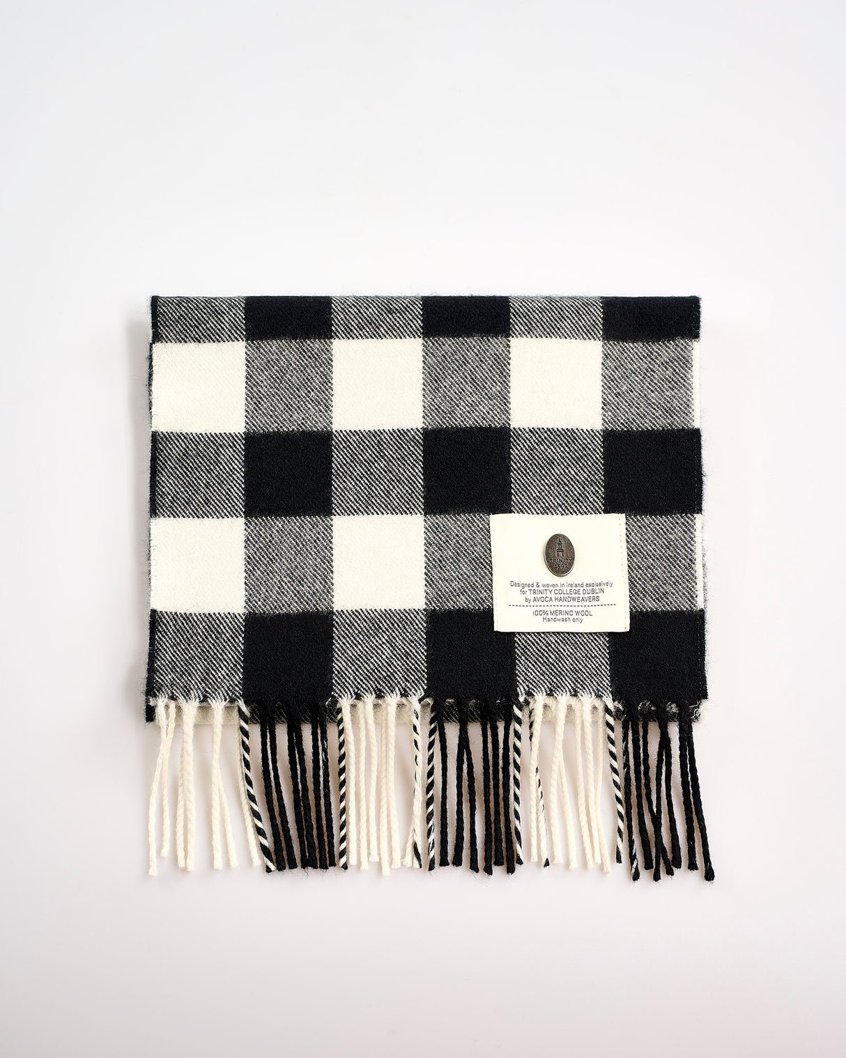 Black, Grey & White Check Oscar Wilde Exam Hall Merino Scarf