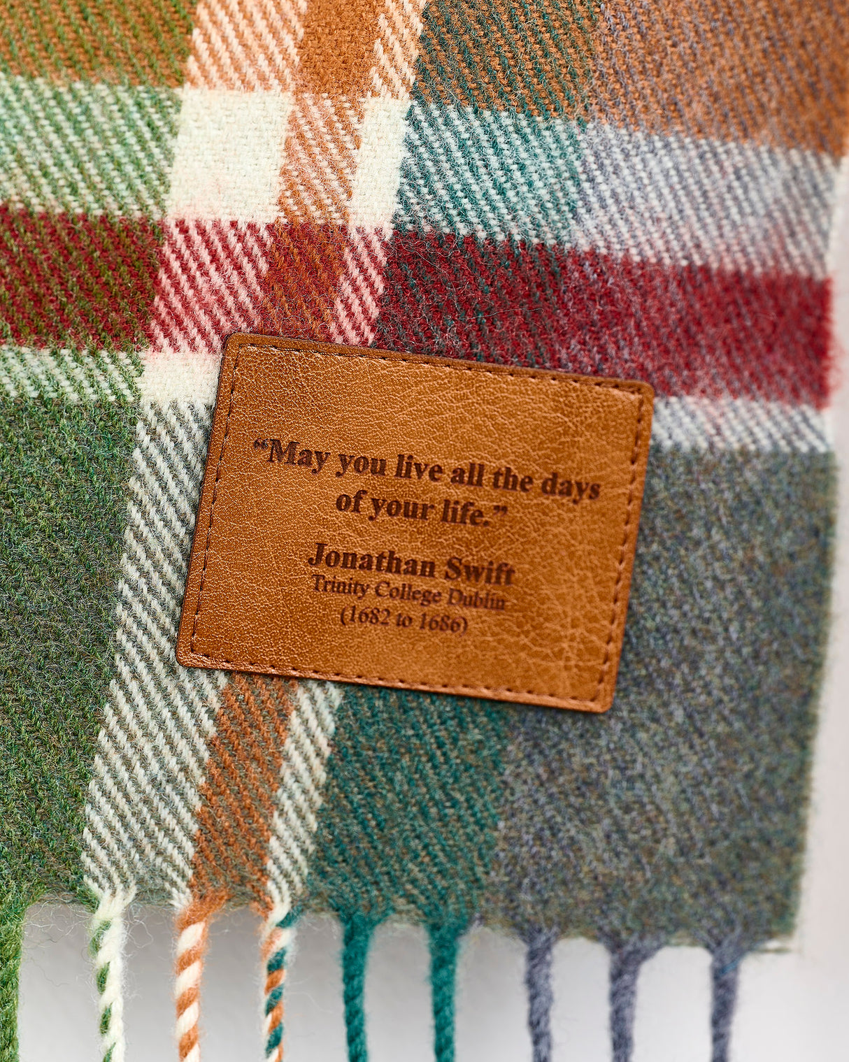 Multicolour Check Jonathan Swift Merino Narrow Scarf