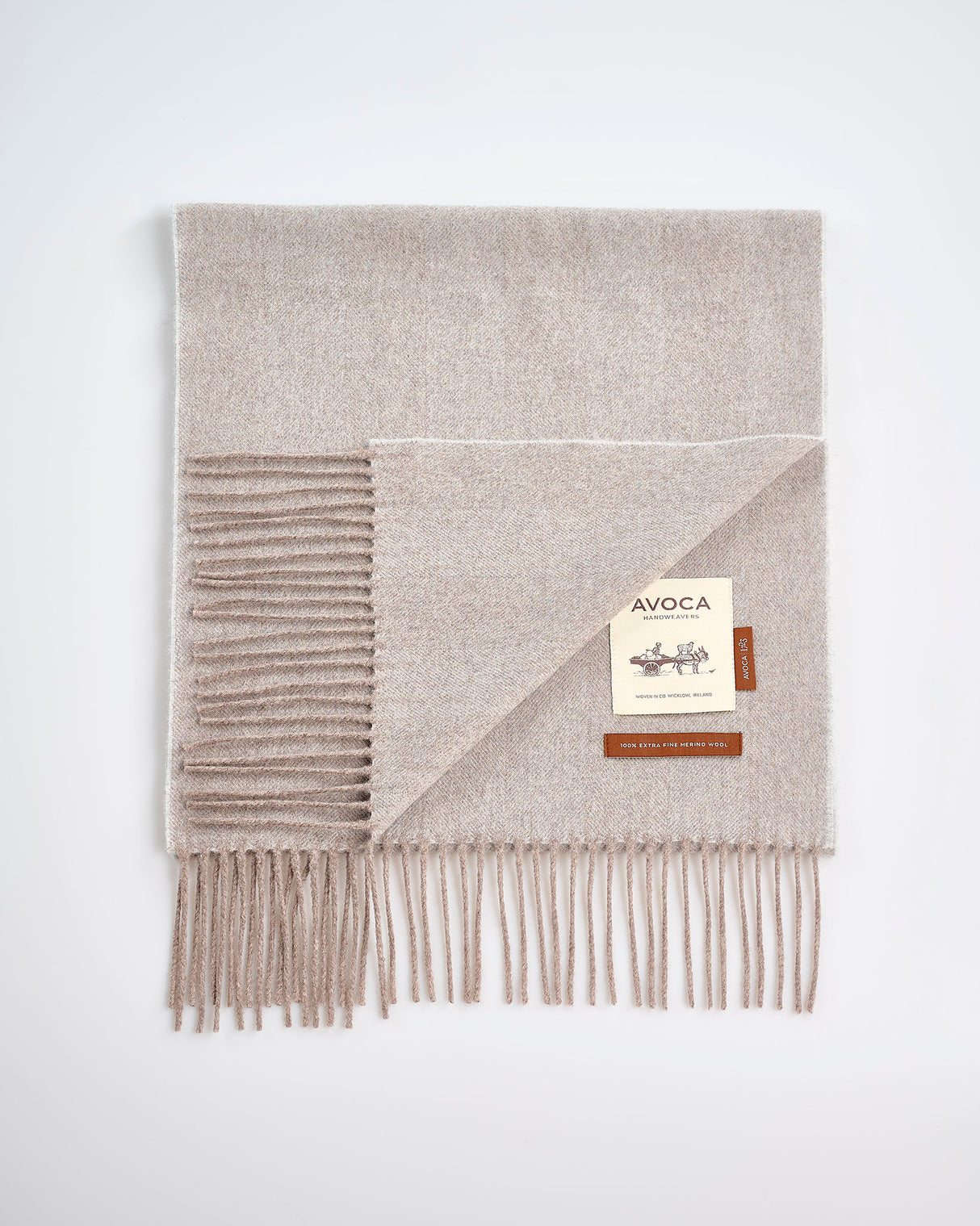 Light Grey Large Herringbone Wide Merino Scarf