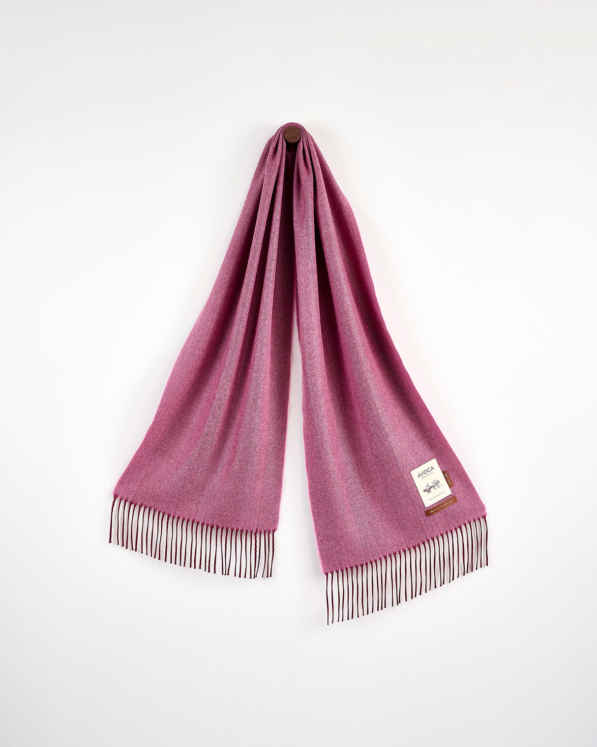 Plum Large Herringbone Wide Merino Scarf