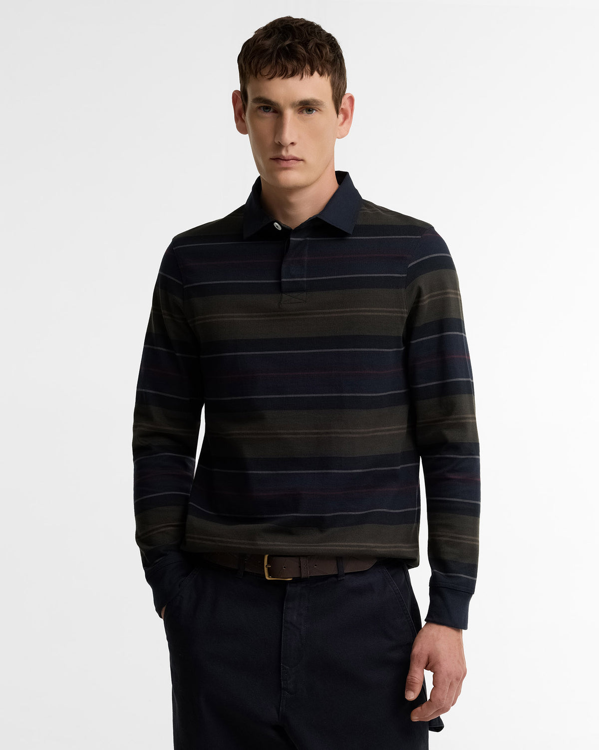 Navy & Green Striped Frith Rugby Shirt