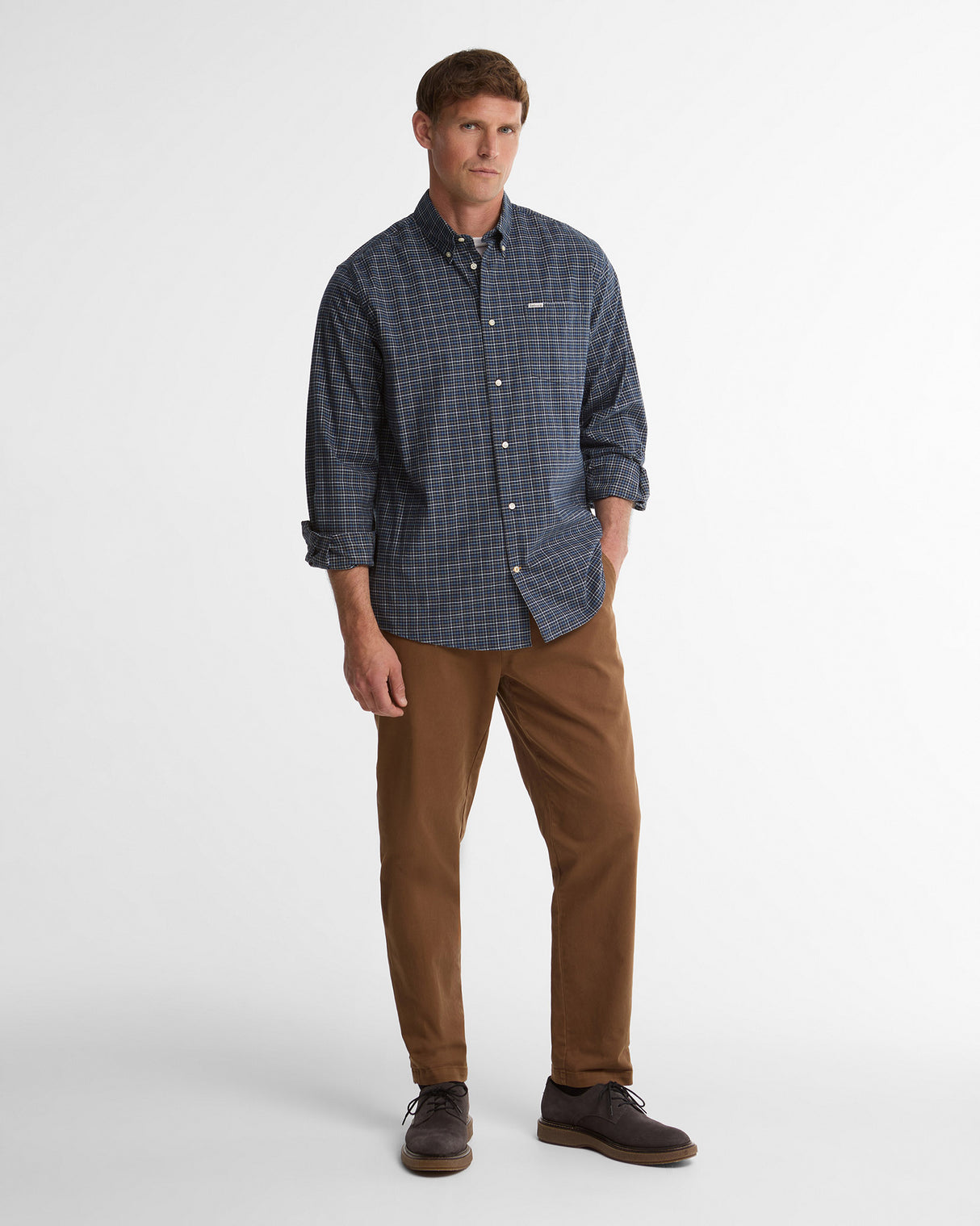 Navy Alderwood Tattersall Check Long Sleeve Shirt