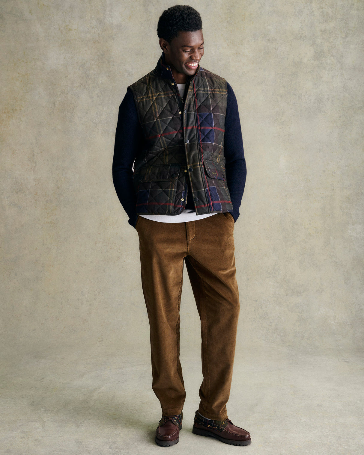 Dark Sand Stretch Cord Tailored Trousers