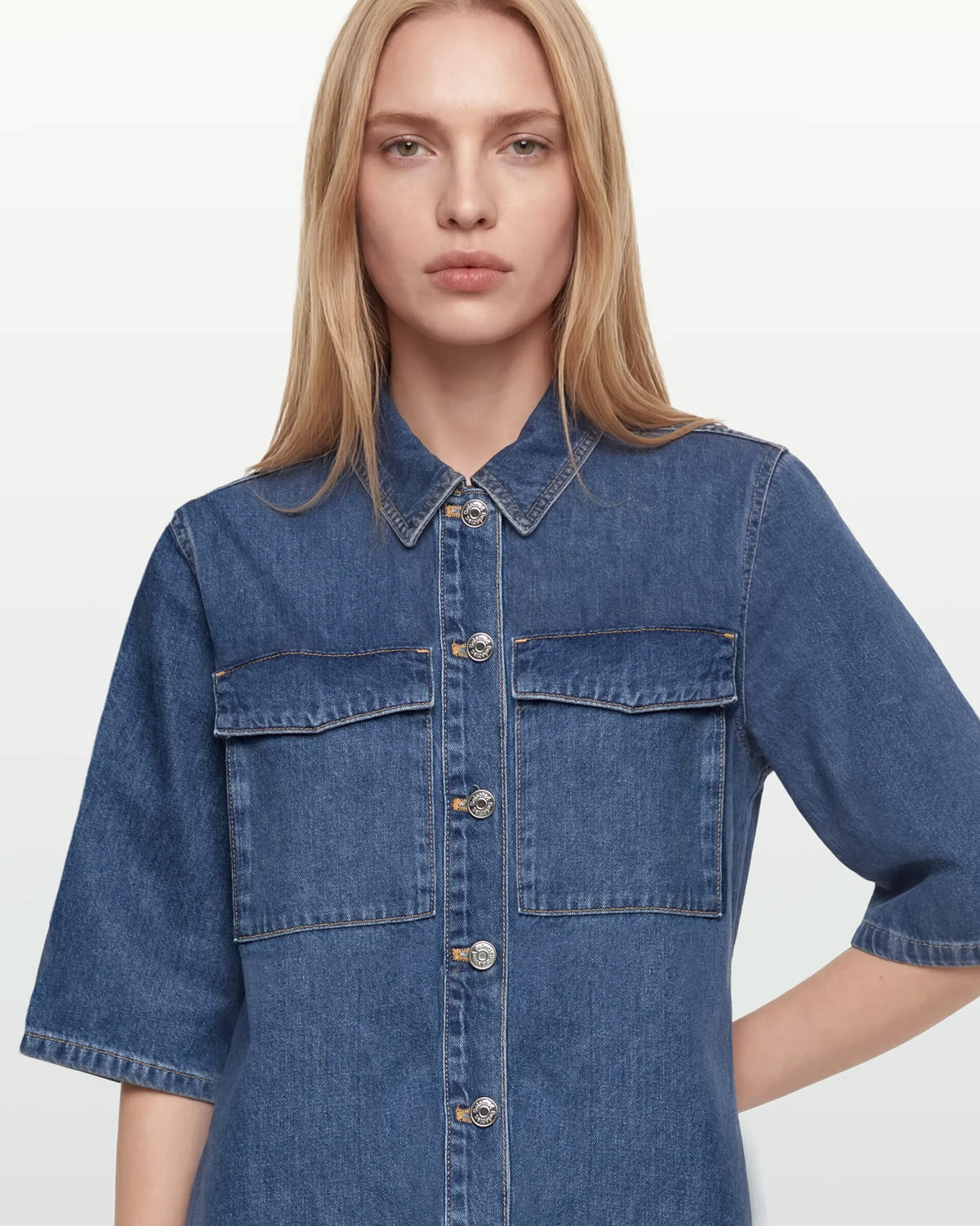 Medium Blue Agathe Short Denim Dress