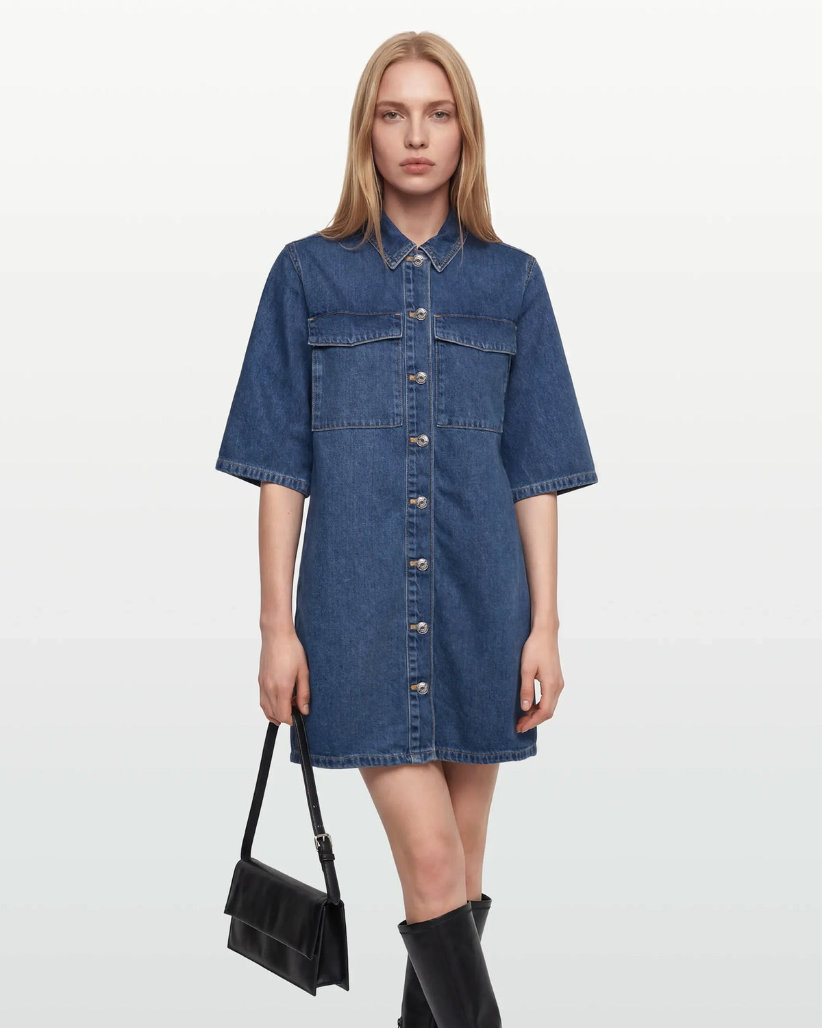 Medium Blue Agathe Short Denim Dress