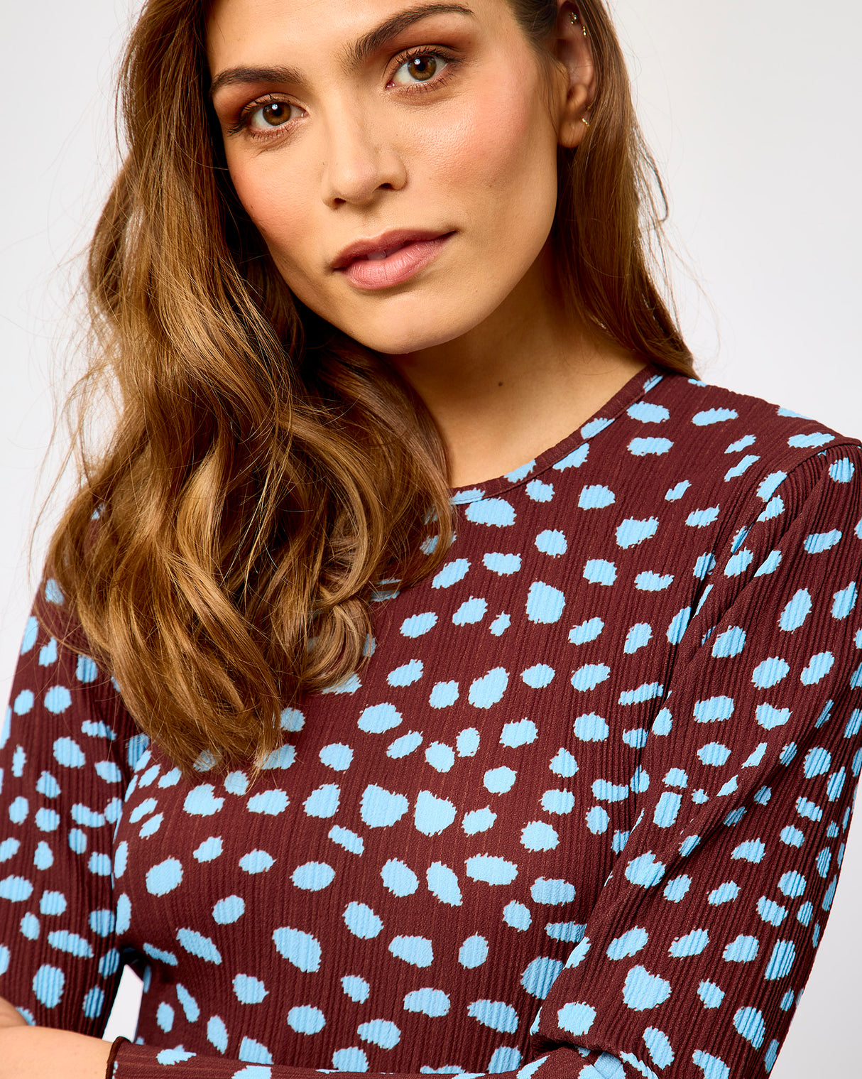 Brown Chocolate Deer Print Gaia Midi Dress