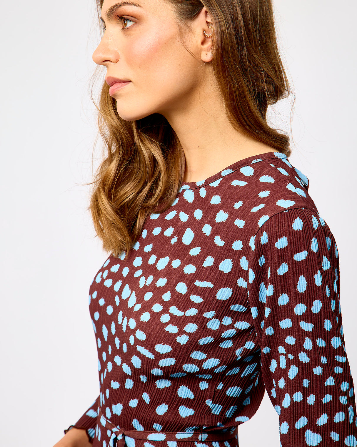 Brown Chocolate Deer Print Gaia Midi Dress