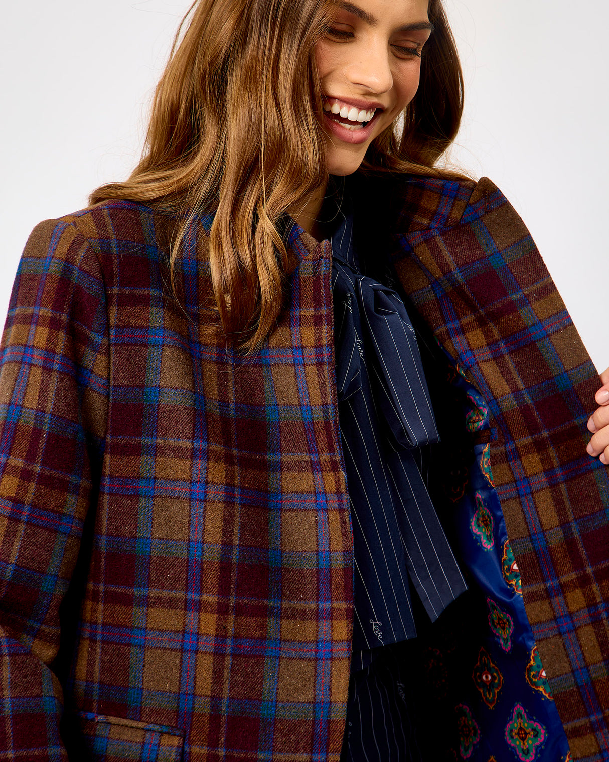 Multicolour Check Pattern Relaxed Blazer