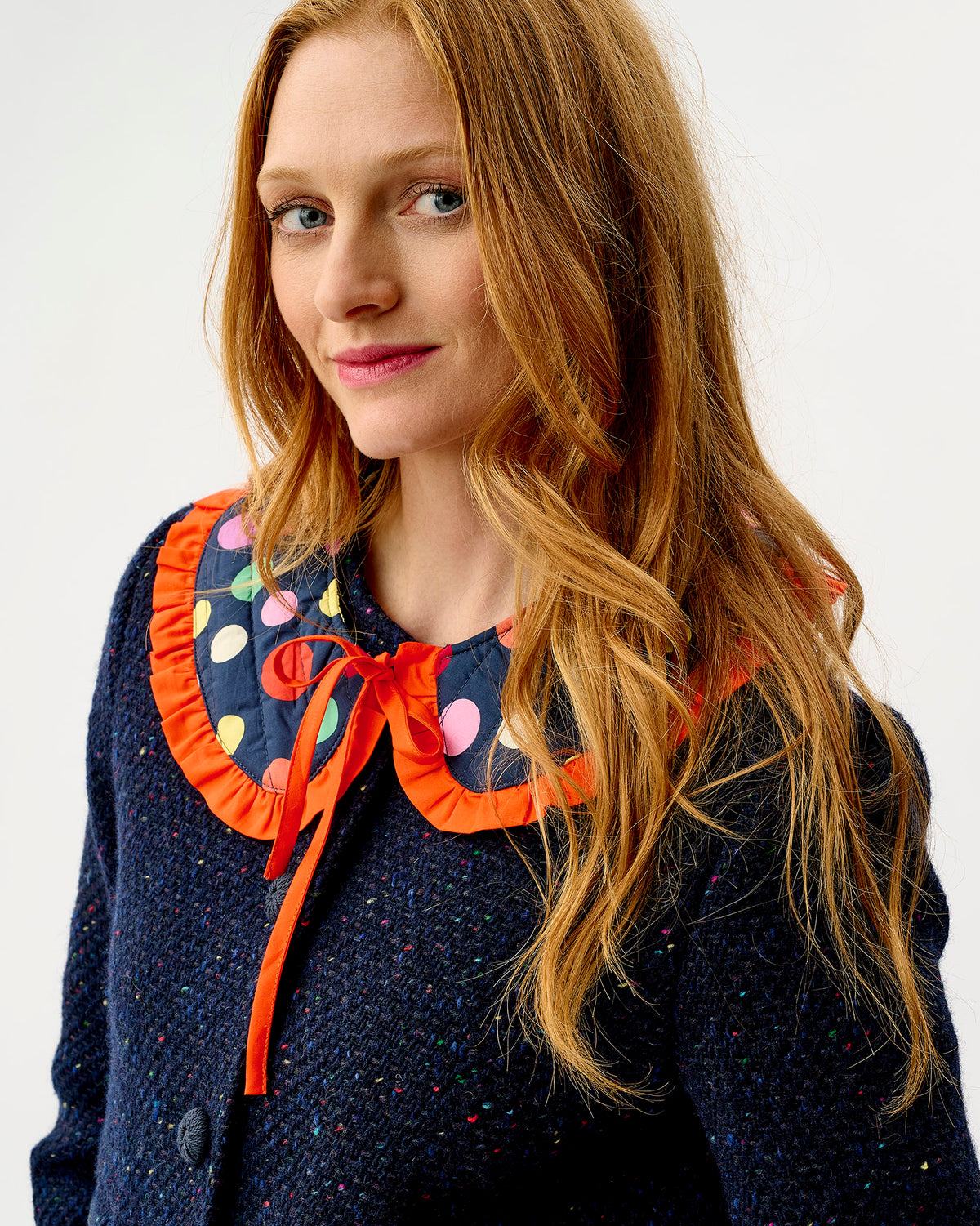 Navy Spots Quilted Cotton Collar