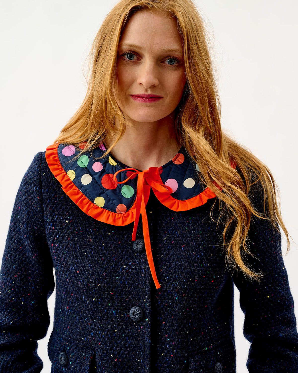 Navy Spots Quilted Cotton Collar