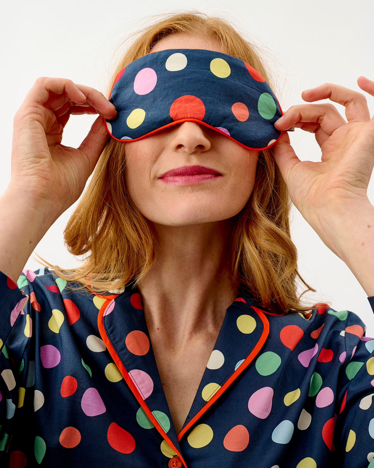 Navy Spots Cotton Eye Mask