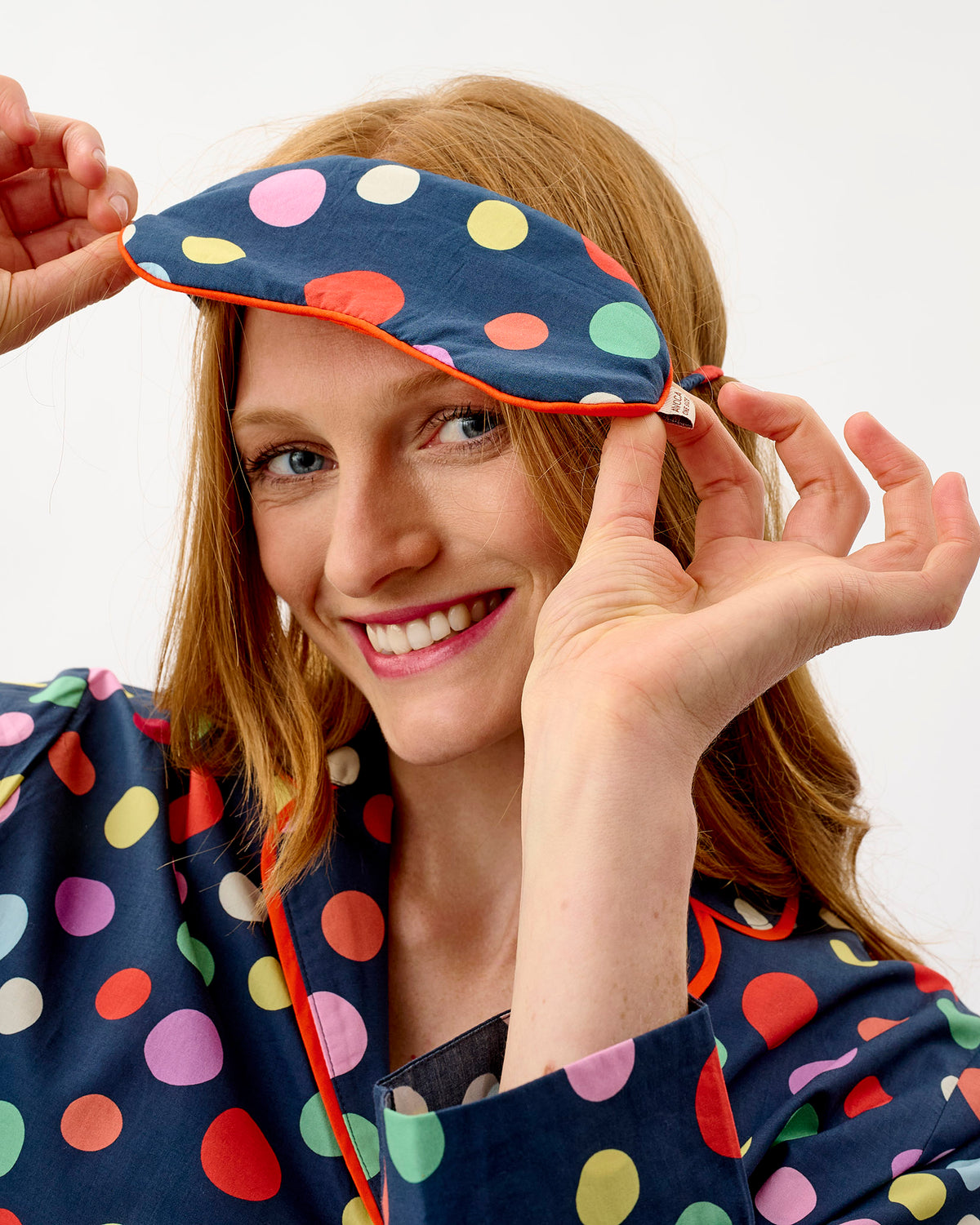 Navy Spots Cotton Eye Mask