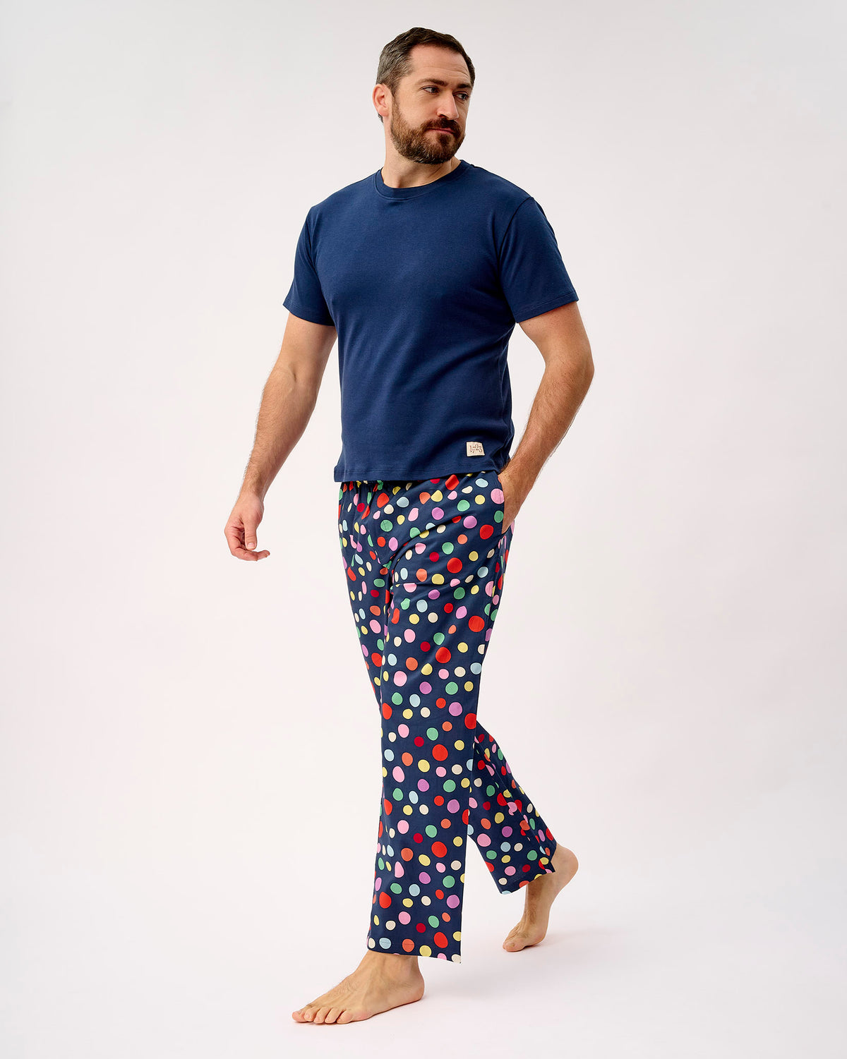 Navy Spots Men's Cotton Bottoms